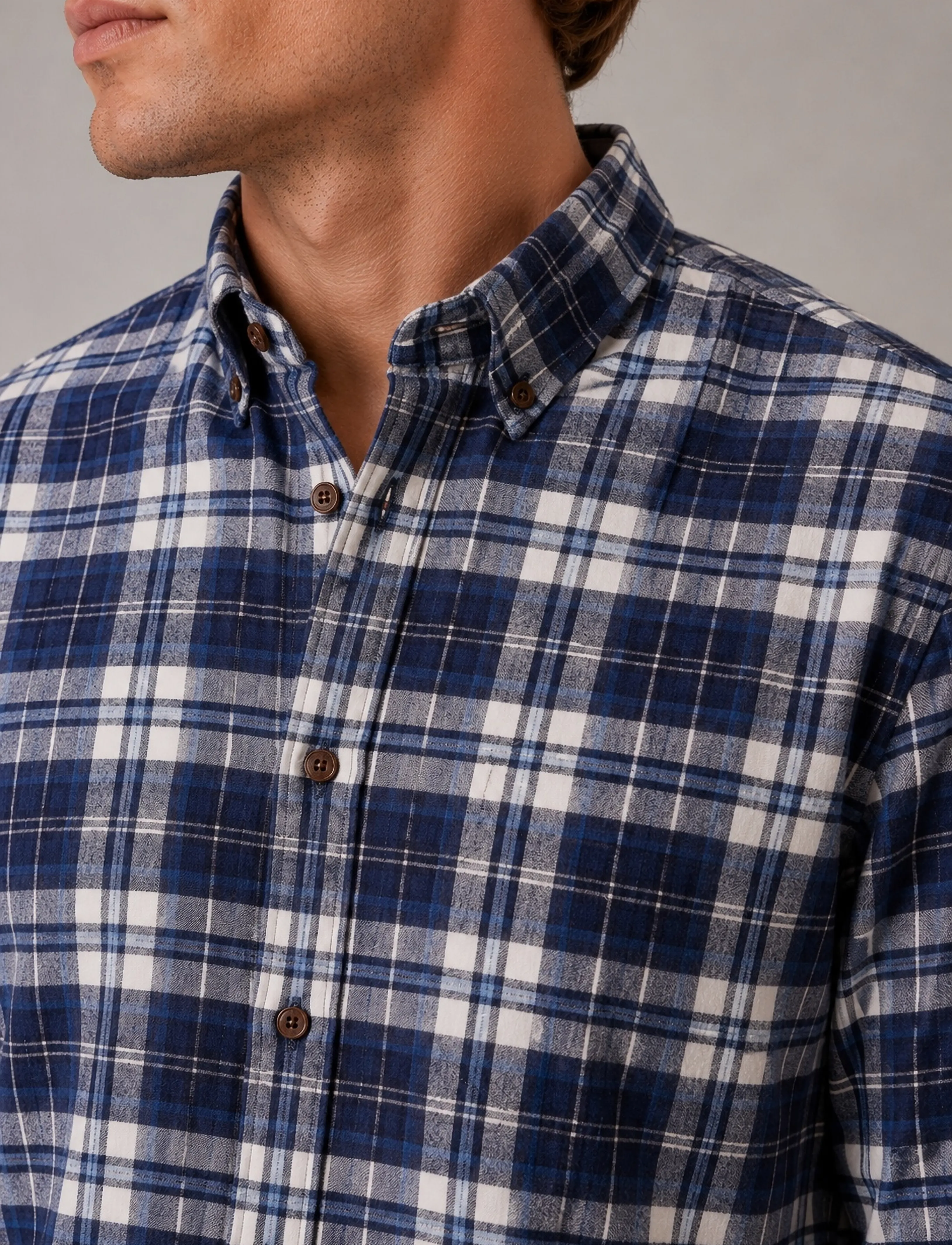 Clean Cut Copenhagen - Eske checked flannel shirt - flannel-skjorter - navy/dusty blue - 3