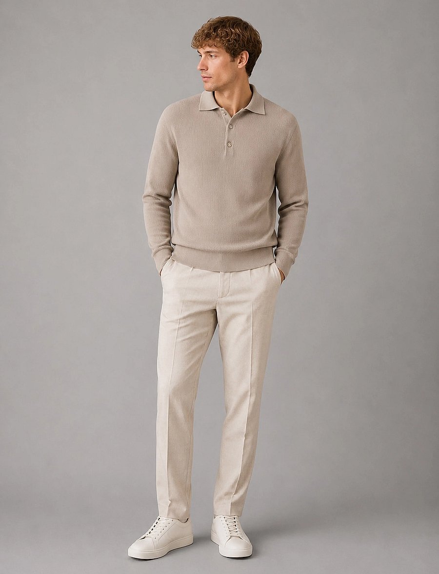 Clean Cut Copenhagen - Mario polo knit - brindle beige - 0