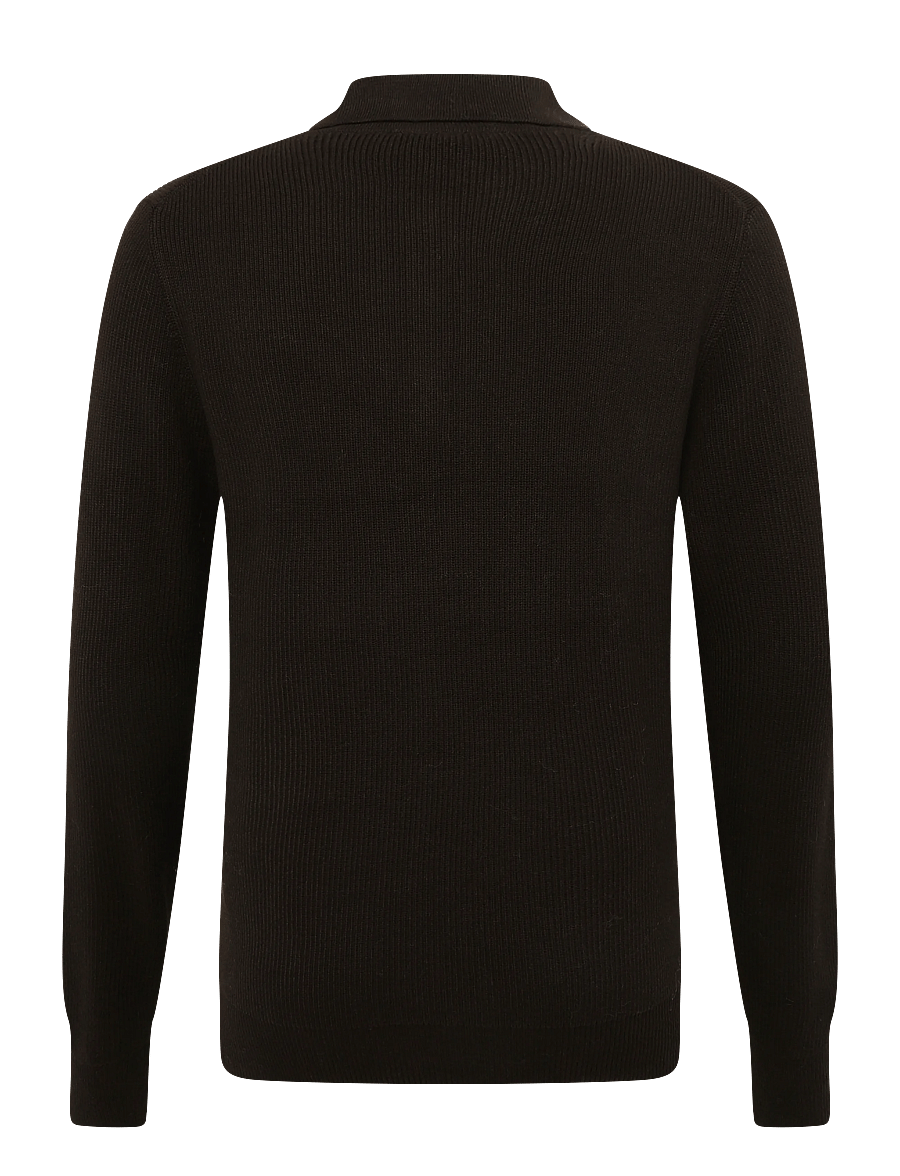 Clean Cut Copenhagen - Mario polo knit - long-sleeved knitted polos - dark brown - 2