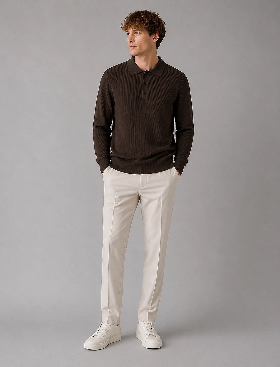 Clean Cut Copenhagen - Mario polo knit - long-sleeved knitted polos - dark brown - 0