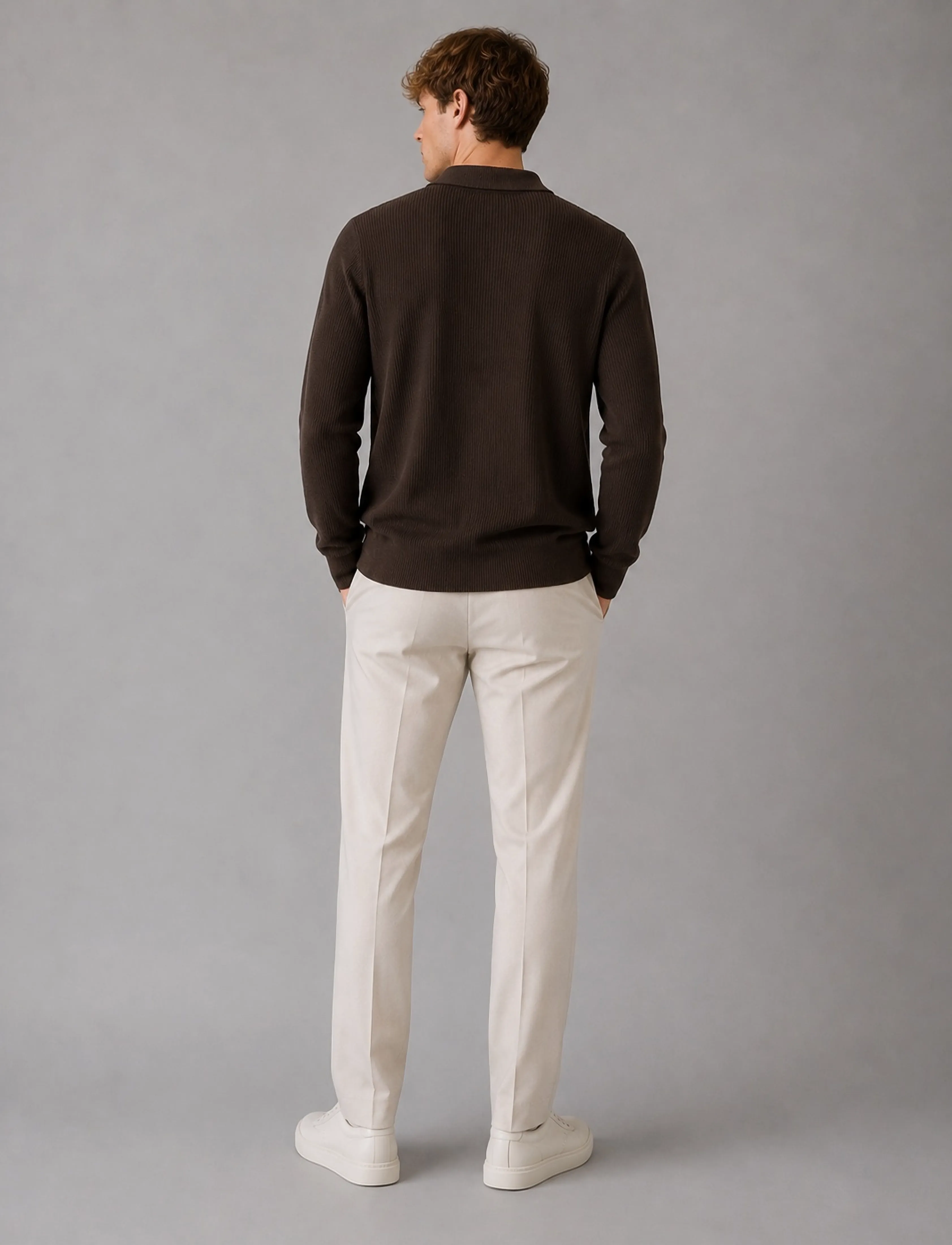 Clean Cut Copenhagen - Mario polo knit - long-sleeved knitted polos - dark brown - 3