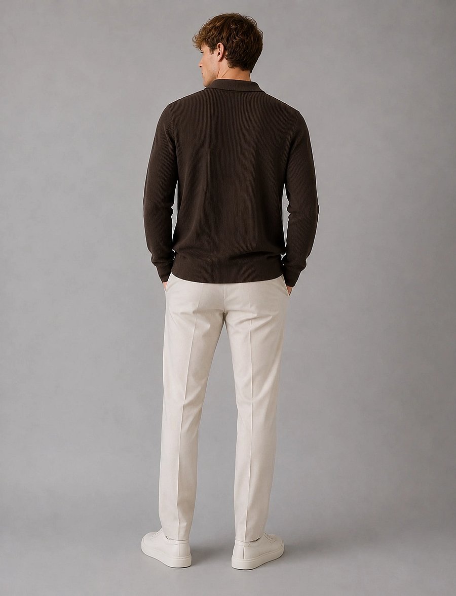 Clean Cut Copenhagen - Mario polo knit - long-sleeved knitted polos - dark brown - 3