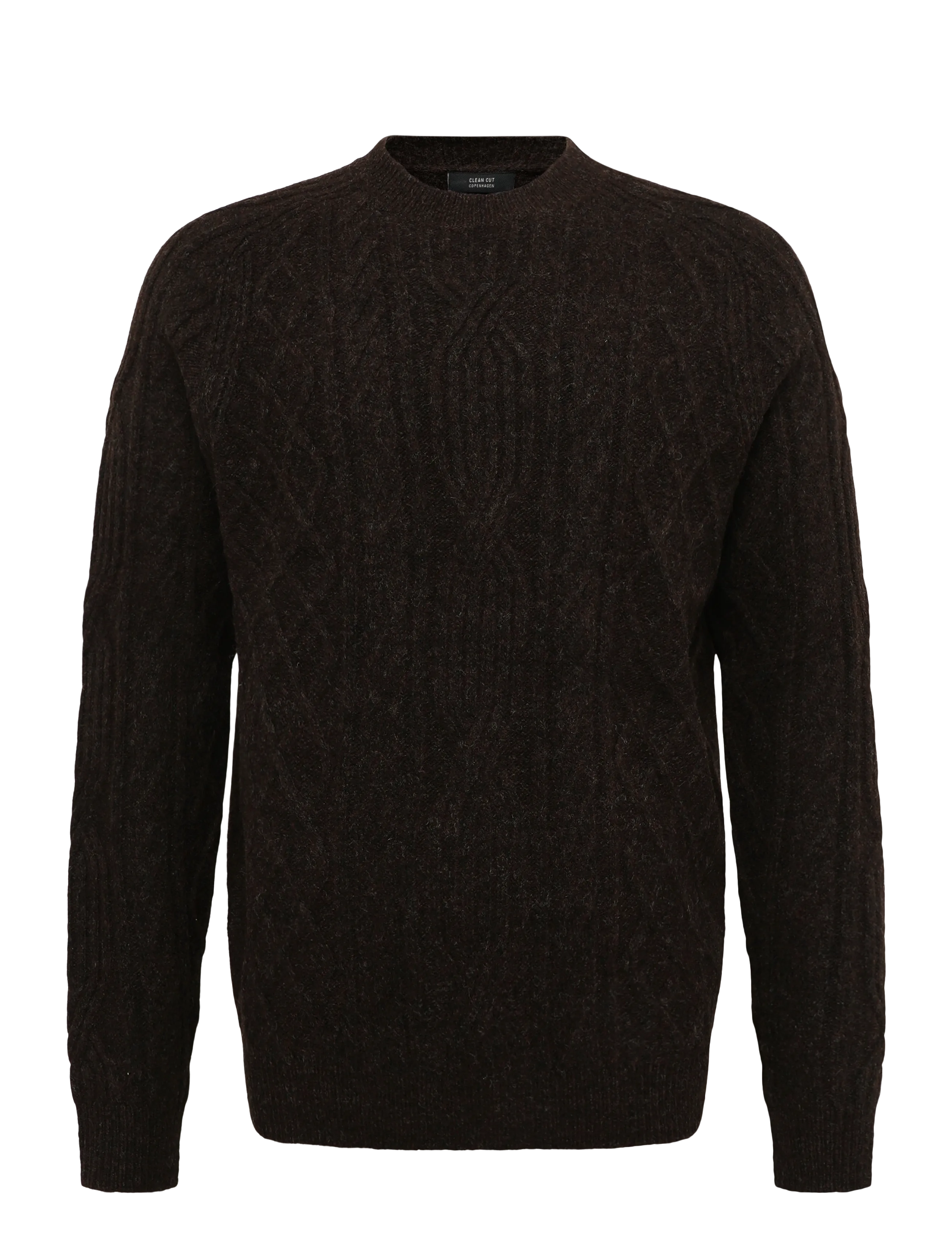 Clean Cut Copenhagen Sander cable knit - Riided - DARK BROWN / brown