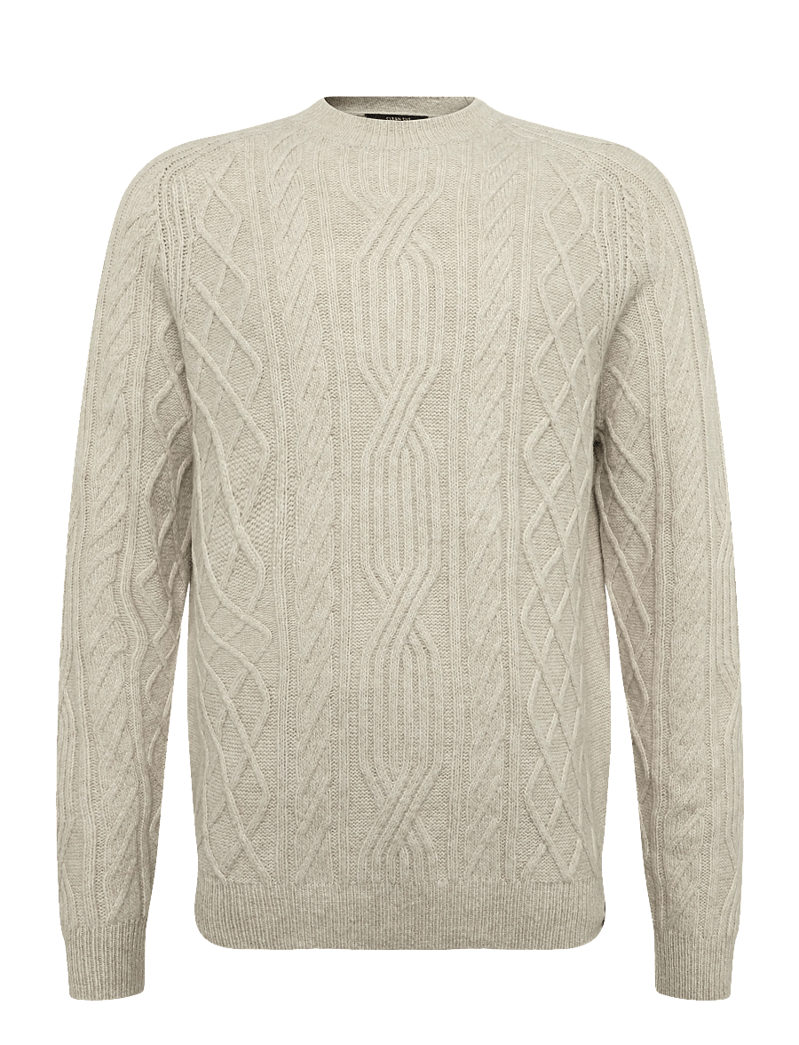 Clean Cut Copenhagen - Sander cable knit - round necks - ecru melange - 1