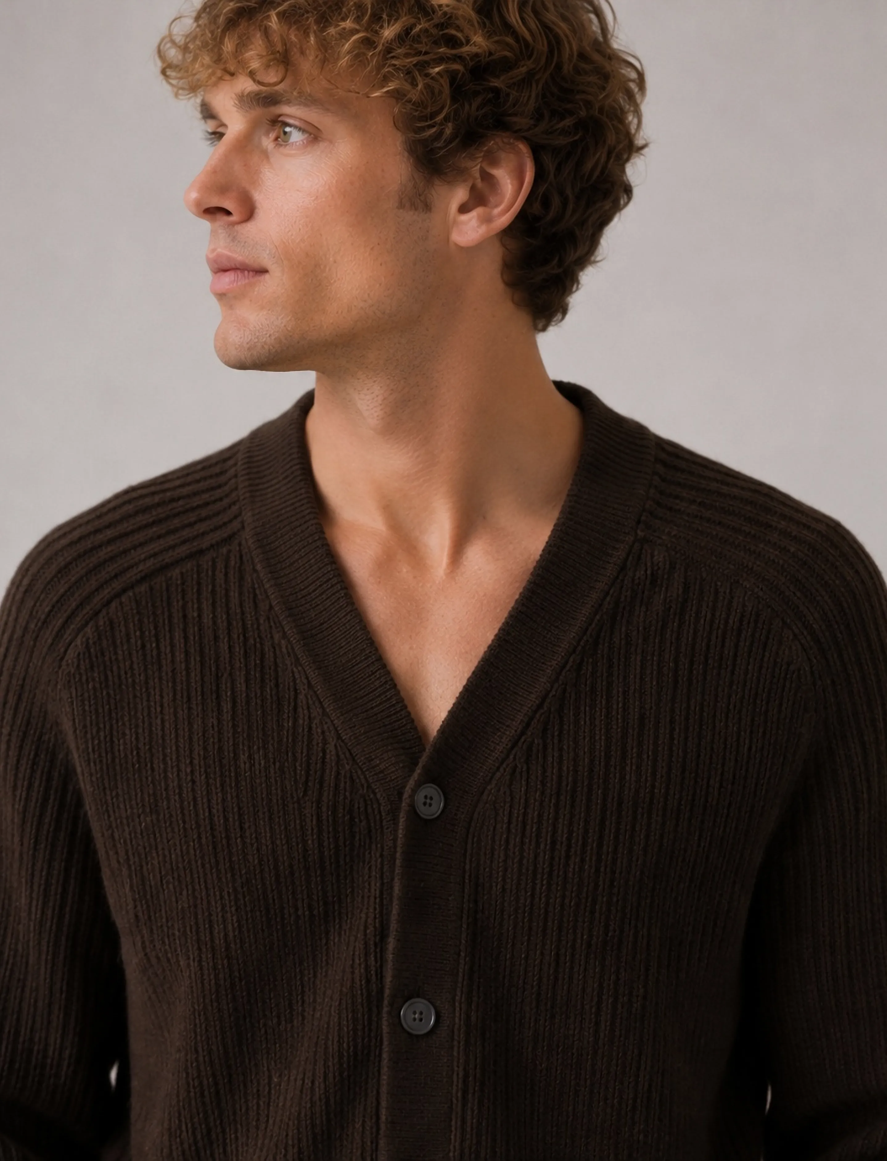 Clean Cut Copenhagen - Ludvig cardigan - dark brown melange - 0