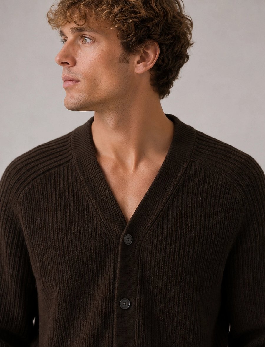 Clean Cut Copenhagen - Ludvig cardigan - dark brown melange - 0