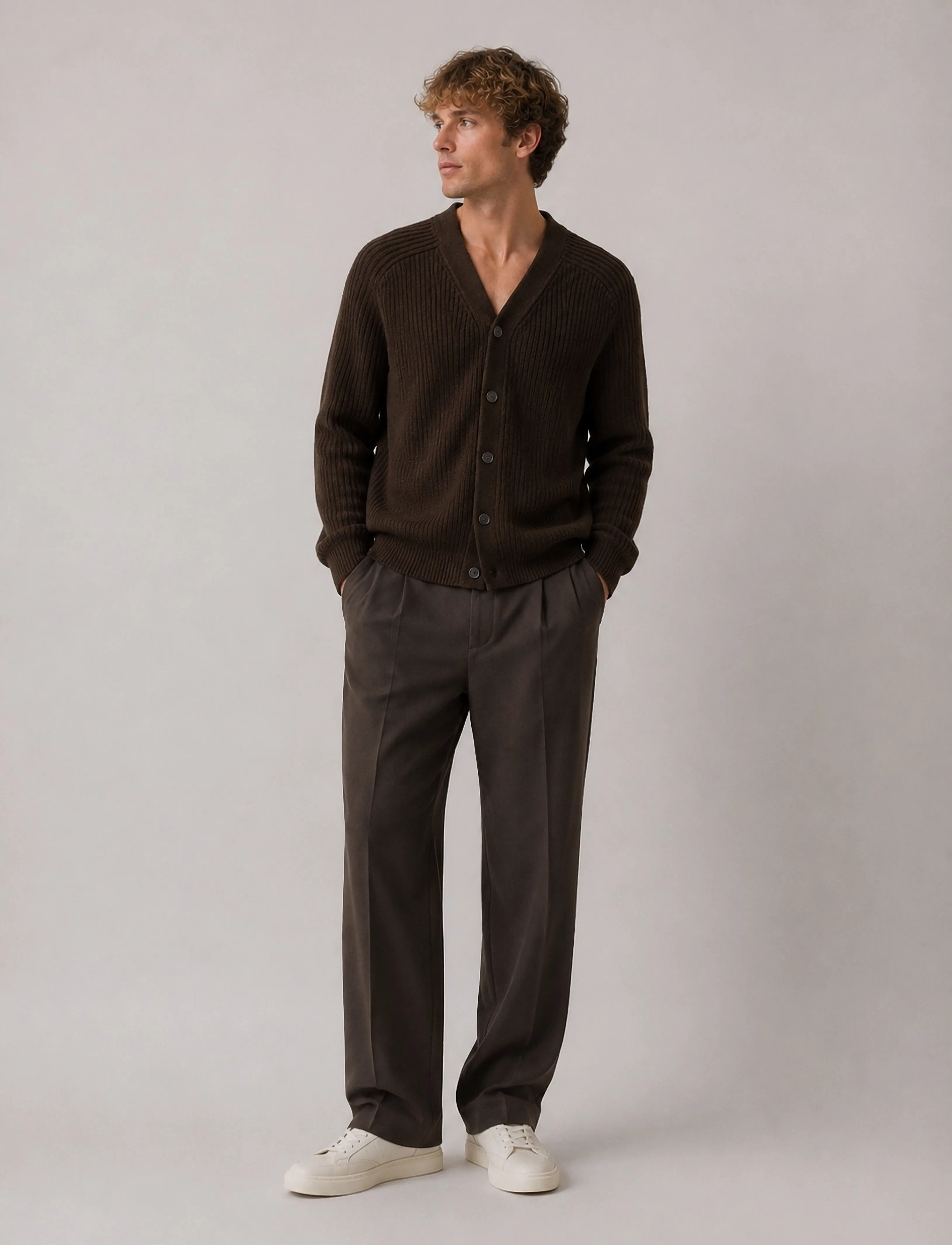 Clean Cut Copenhagen - Ludvig cardigan - dark brown melange - 3