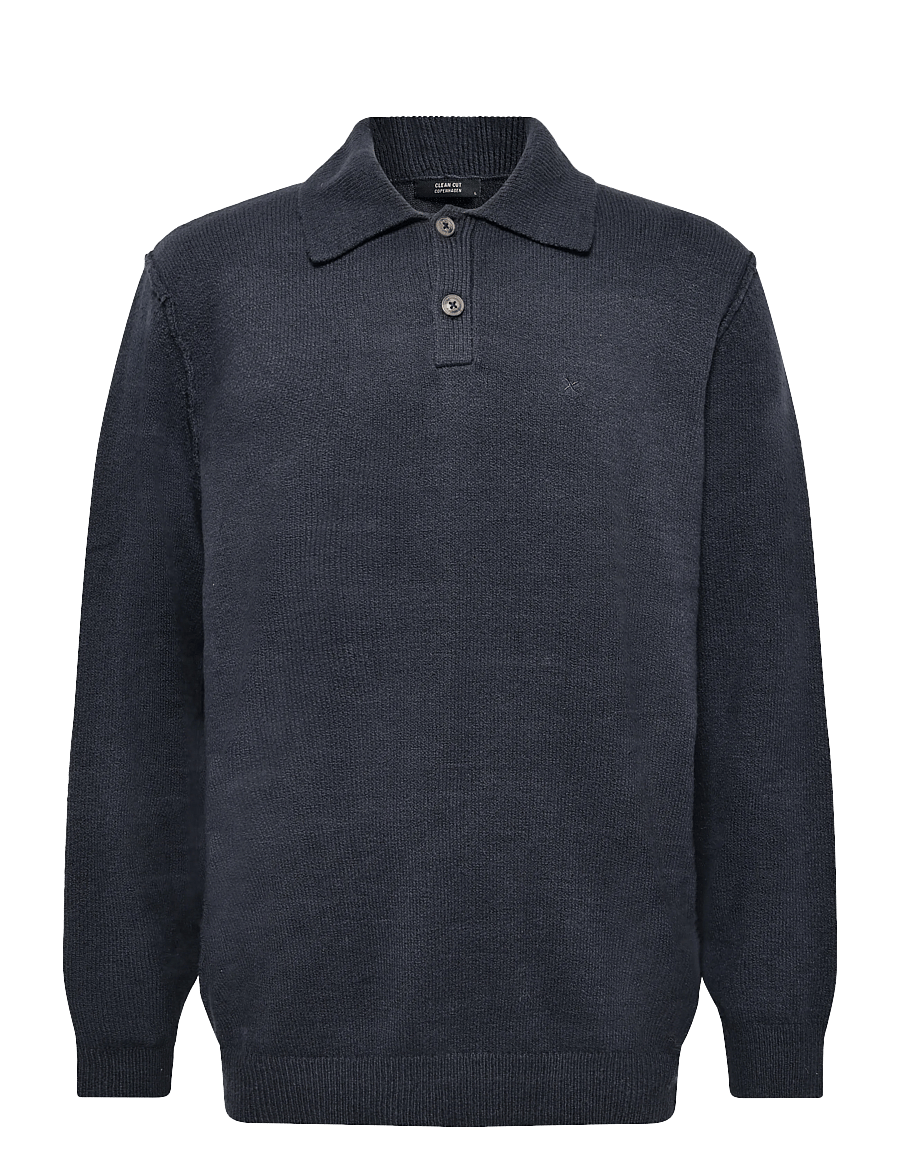 Clean Cut Copenhagen - Vester polo knit - langärmelige strick-polohemden - dark navy - 0