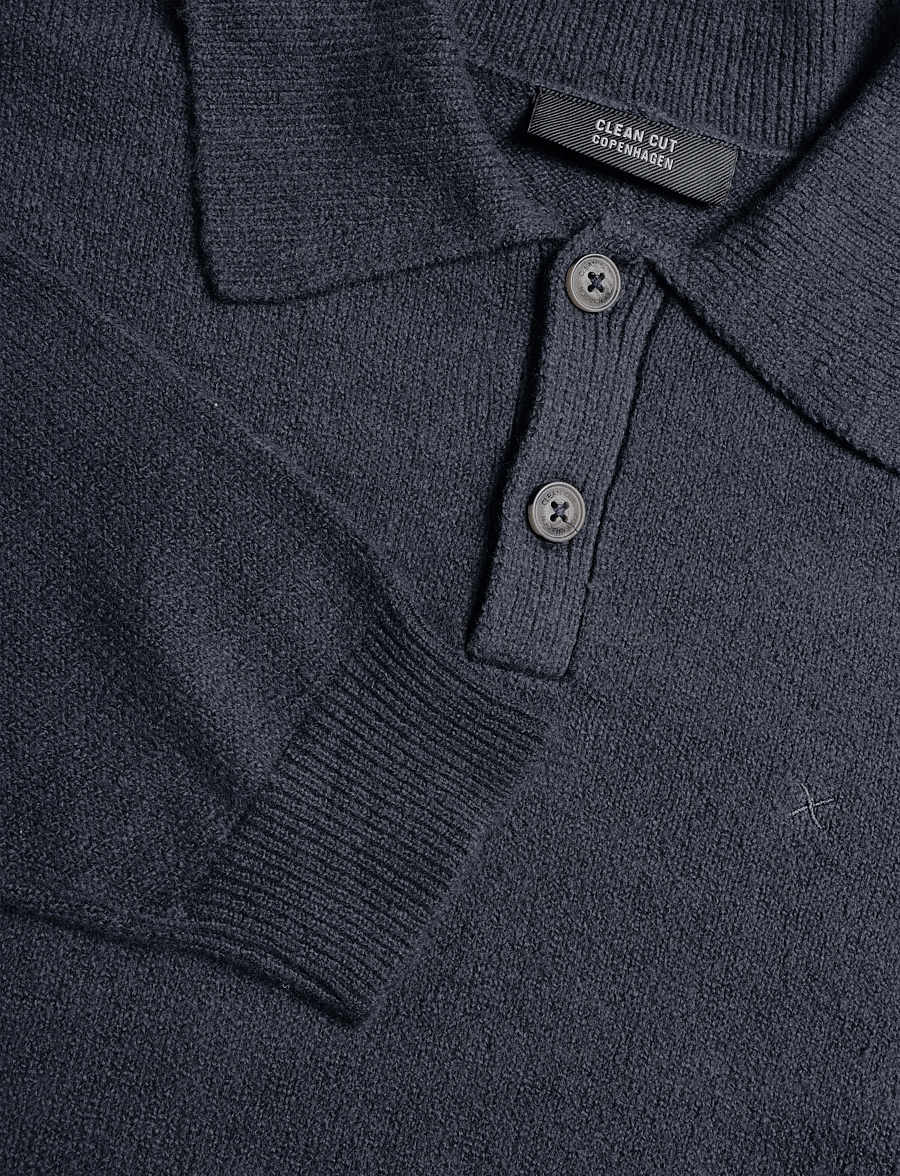 Clean Cut Copenhagen - Vester polo knit - langärmelige strick-polohemden - dark navy - 2
