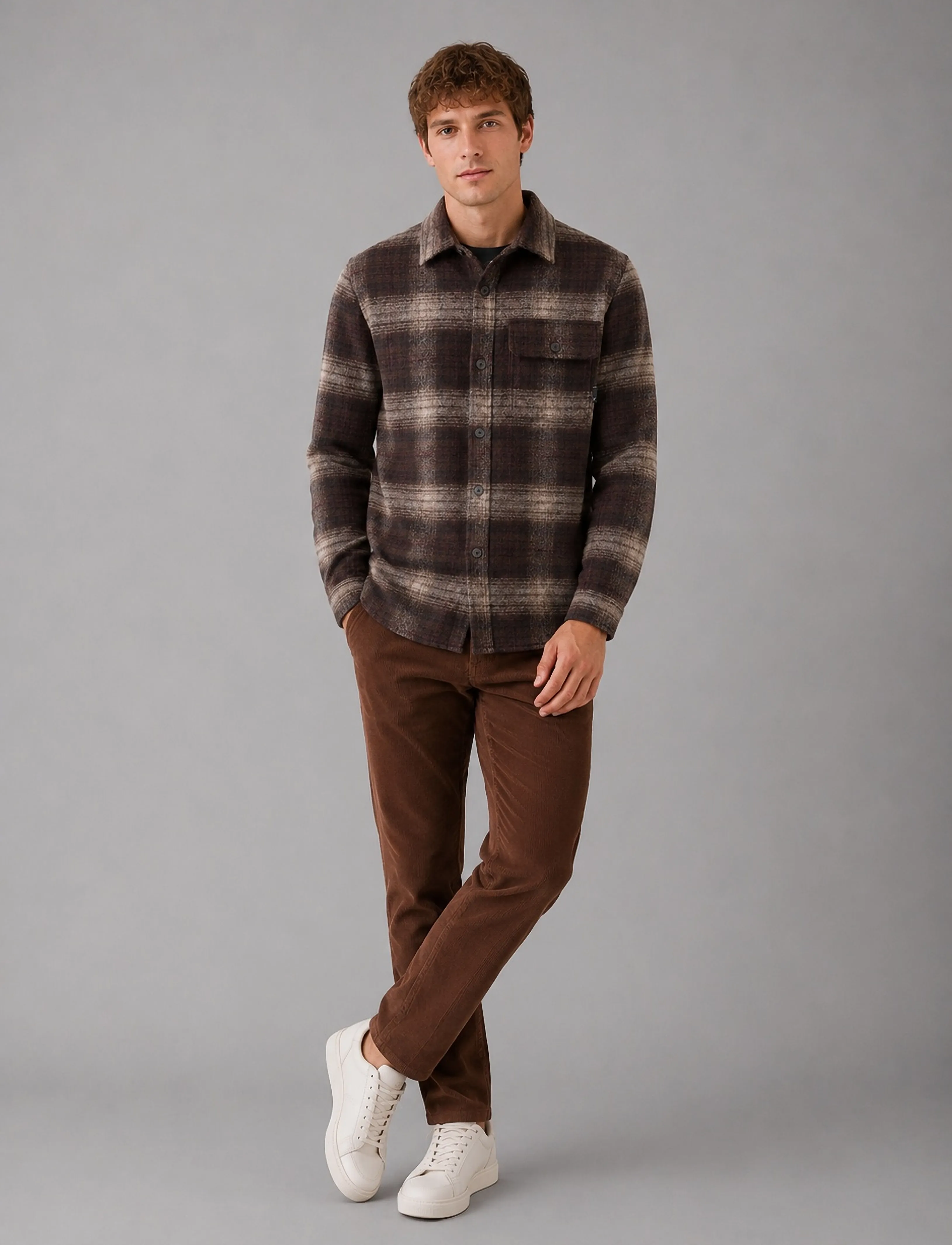 Clean Cut Copenhagen Richard checked overshirt - Looks for less - DARK BROWN/BRINDLE BEIGE / brown
