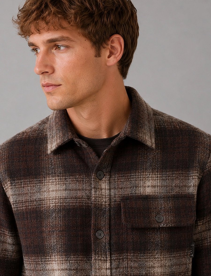 Clean Cut Copenhagen - Richard checked overshirt - dark brown/brindle beige - 3