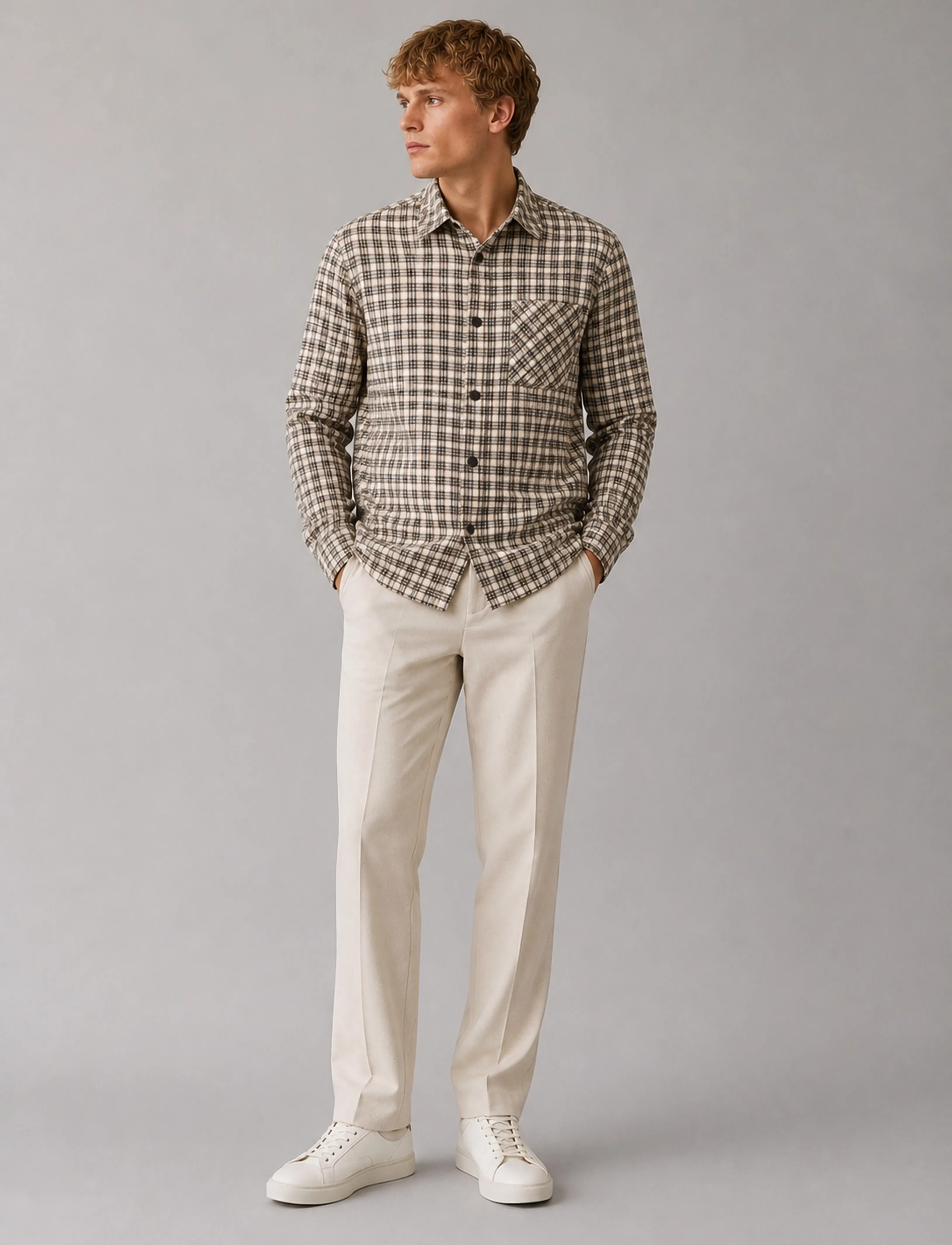 Clean Cut Copenhagen Julius checked overshirt - Riided - ECRU / cream