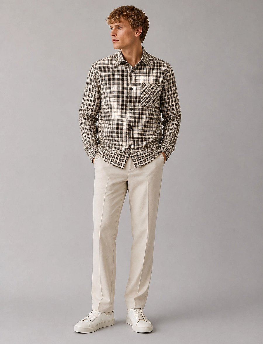Clean Cut Copenhagen - Julius checked overshirt - ecru - 0