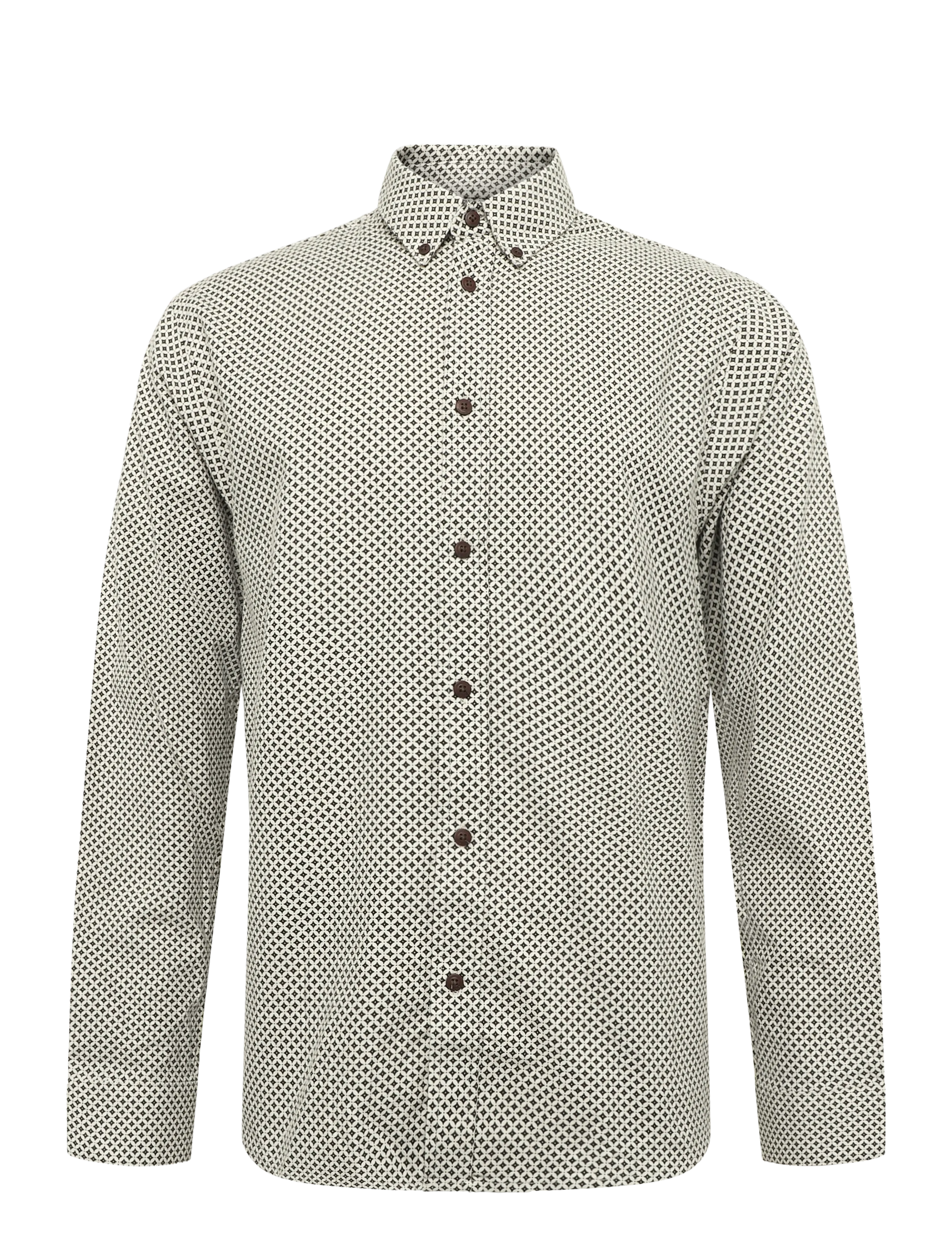 Clean Cut Copenhagen Eske AOP flannel shirt - Kläder - ECRU/BROWN / cream