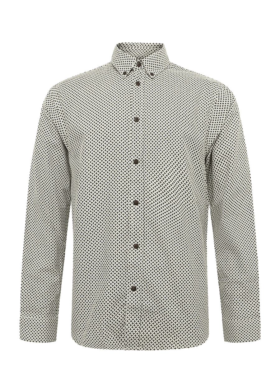 Clean Cut Copenhagen - Eske AOP flannel shirt - casual skjortor - ecru/brown - 0