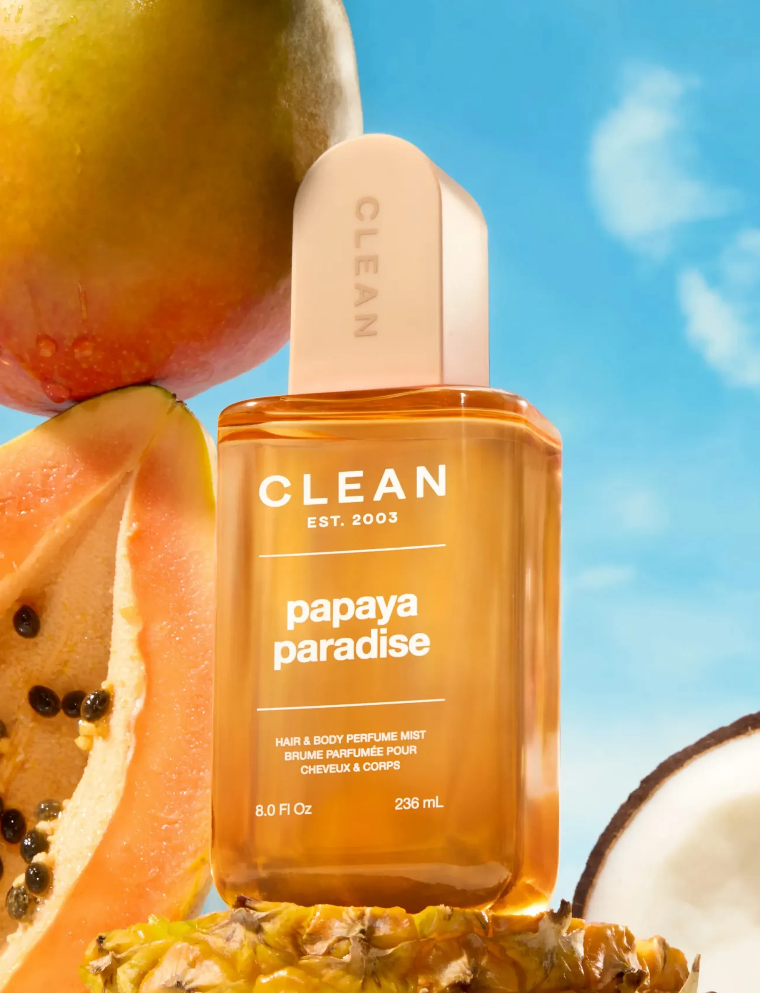 CLEAN Papaya Paradise Hair & Body Perfume Mist, 88 ml, Nude, Styling > Hårtæpper, Dame