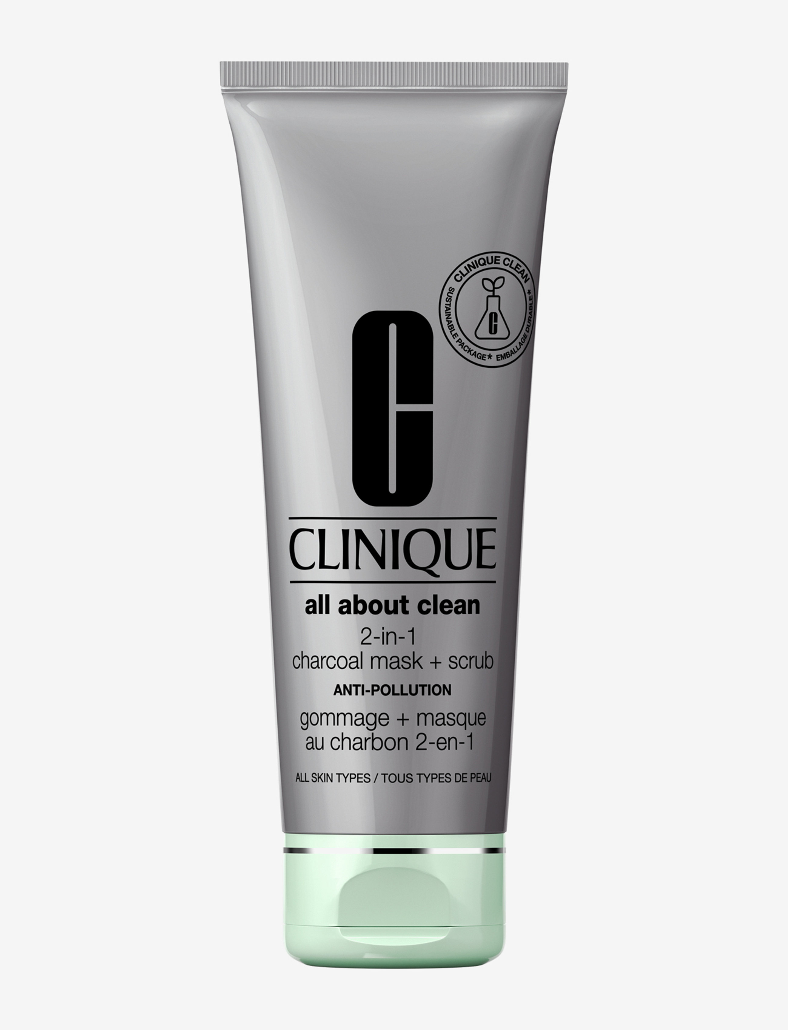 Clinique All About Clean Charcoal Mask + Scrub, Lermaske, Nude, Str: 100 ml