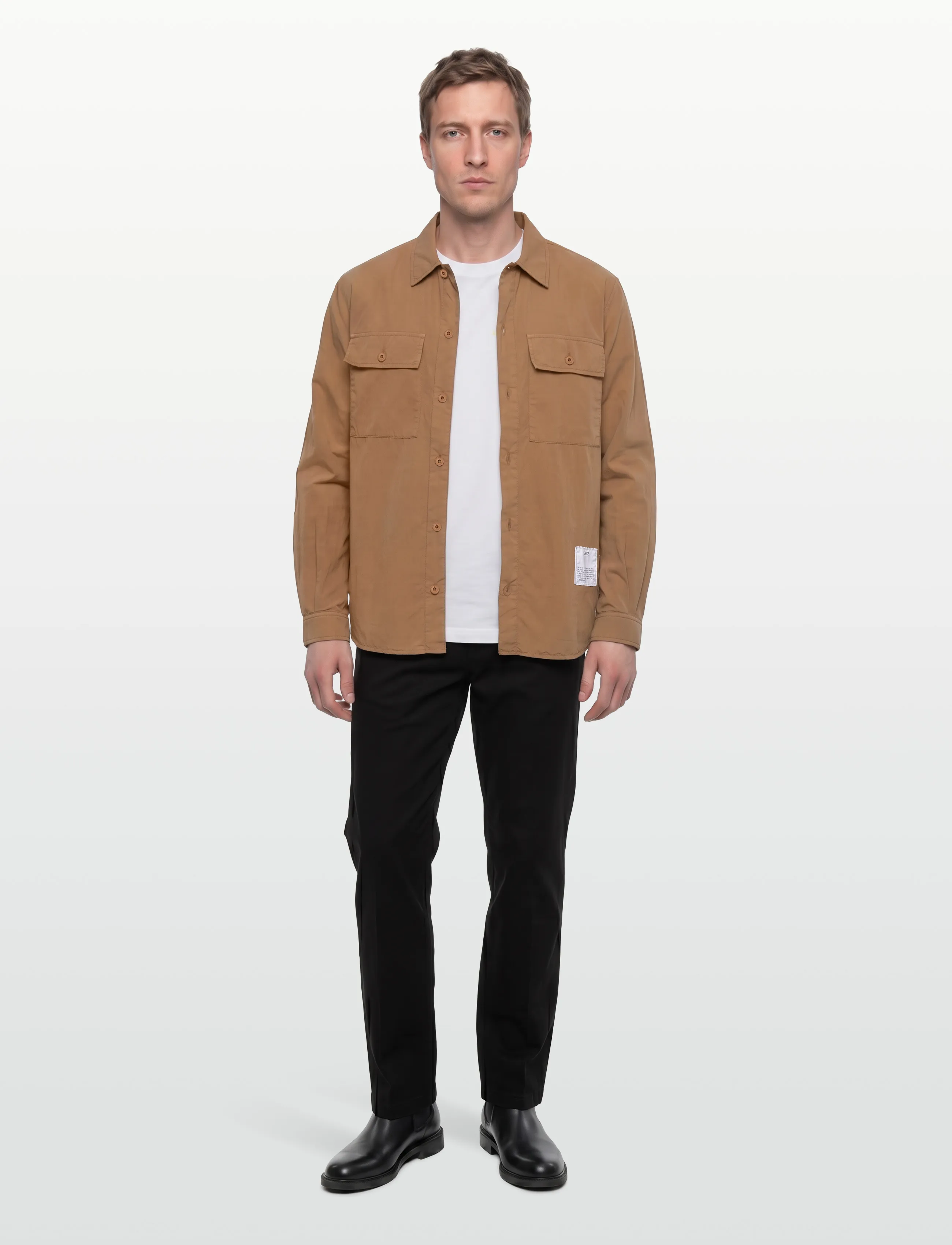 Closed Utility Shirt W/ Elbow Patches Shirts & Blouses Nutmeg, M, Brown, Skjorter > Afslappet Shirts, Herre