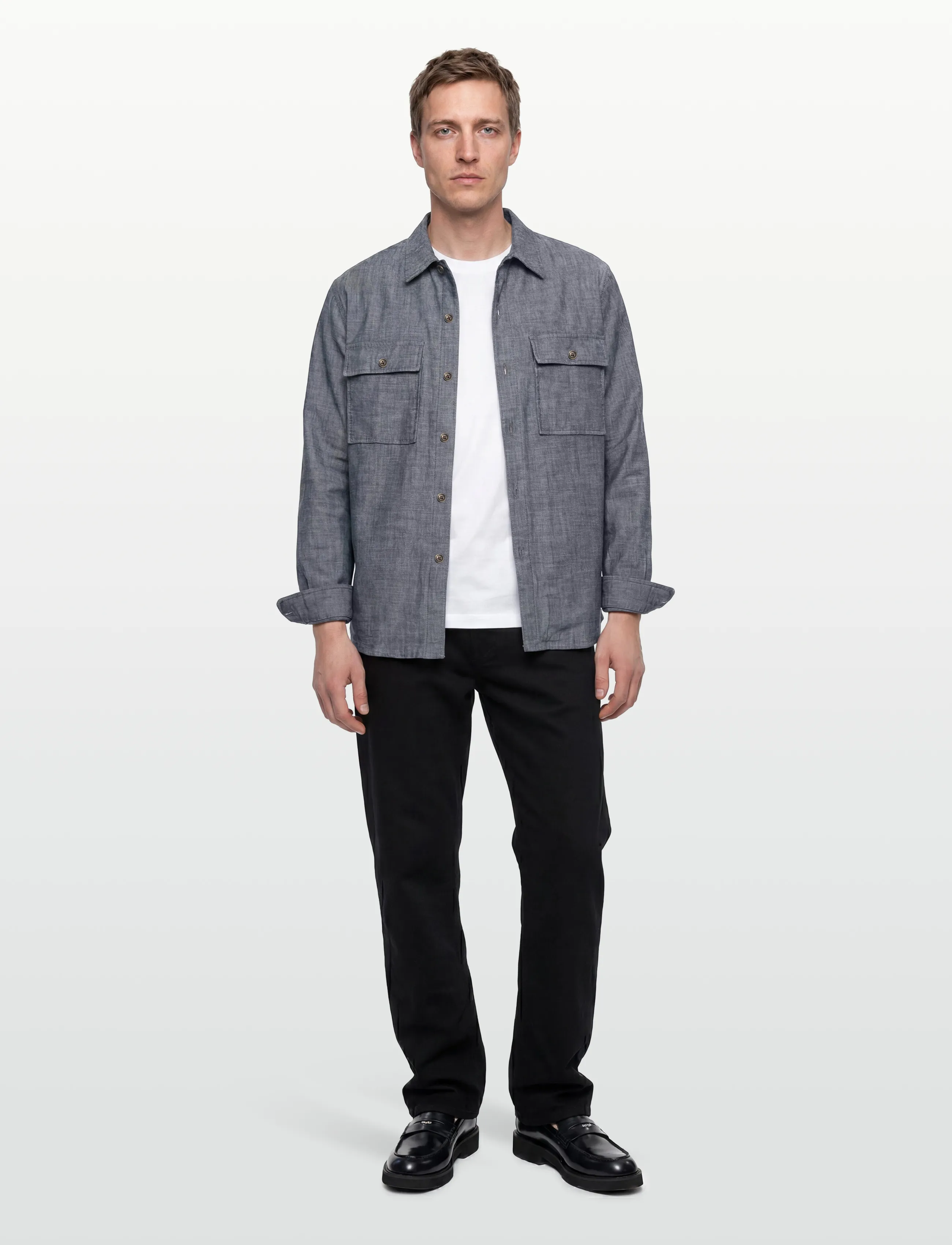 Closed Padded Shirt Shirts & Blouses Dark Night, M, Blue, Skjorter > Afslappet Shirts, Herre
