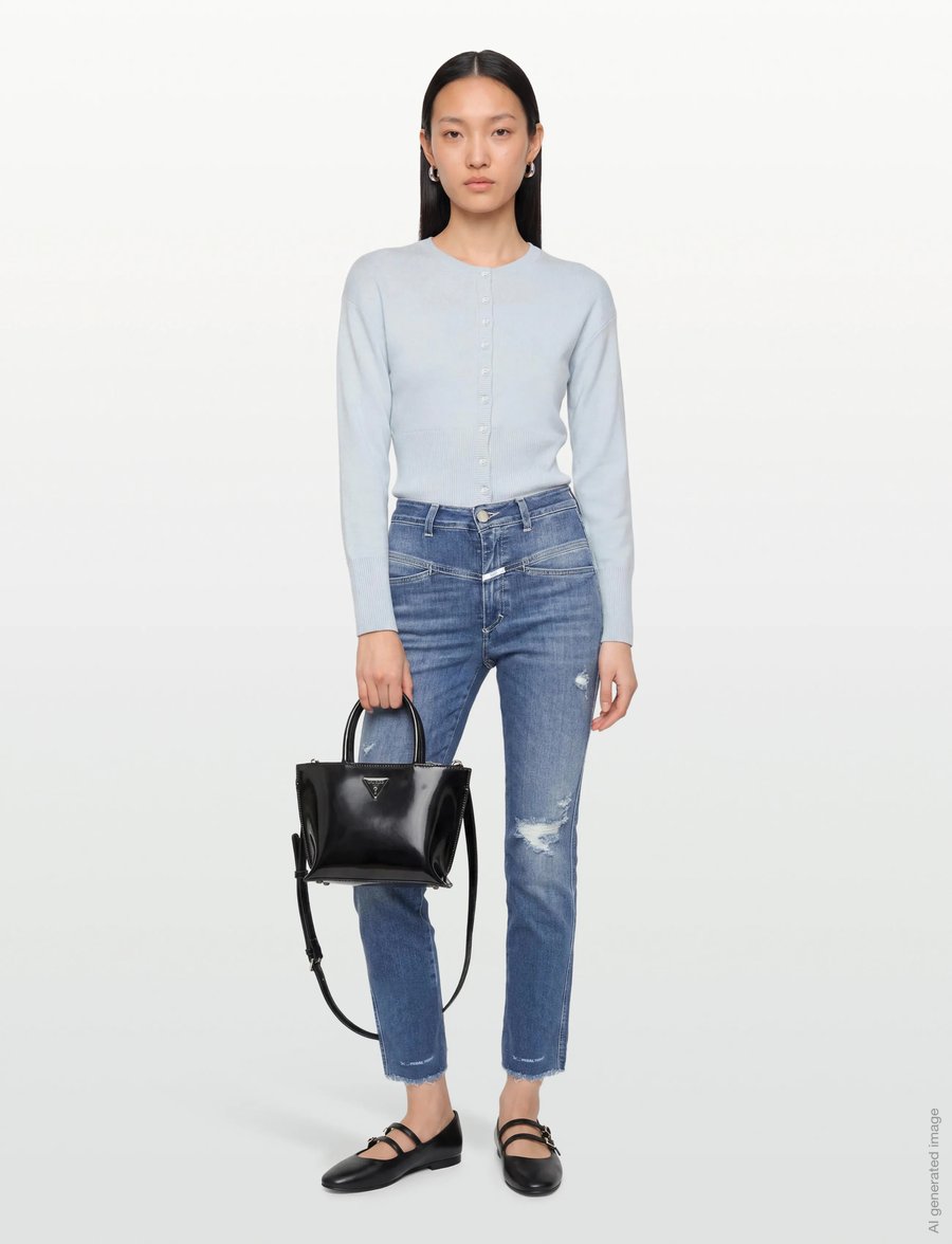 Closed - WOMEN PEDAL PUSHER JEANS MID BLUE - tapered jeans - mid blue - 0