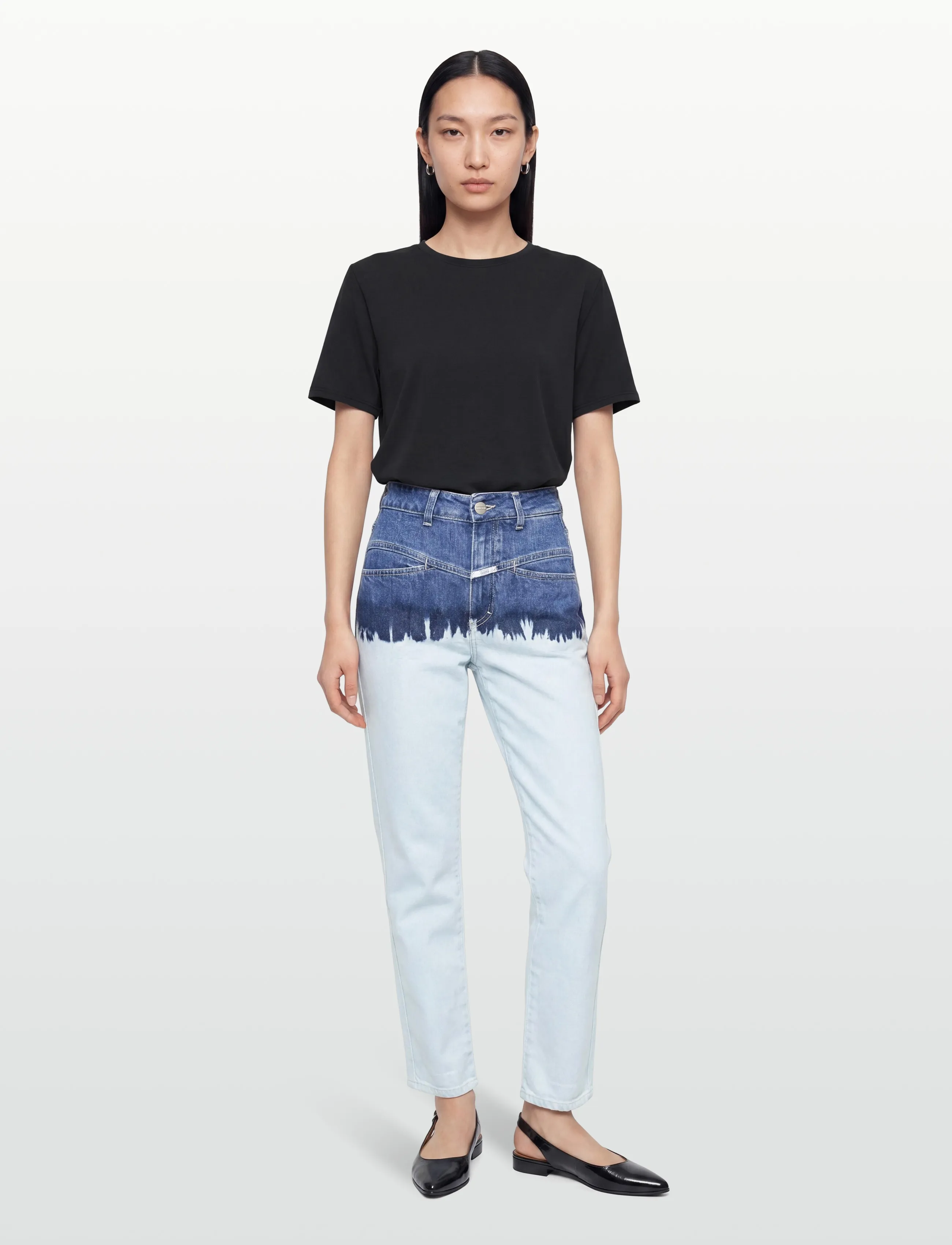 Closed Pedal Pusher Jeans Extrem Light, Kvinder, Højtaljede Dip-Dye Jeans, Blå, Str: 36