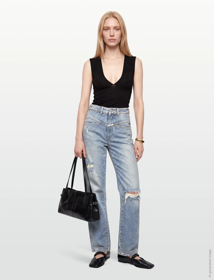 Closed - PEDAL PUSHER JEANS MID BLUE - mom jeans - mid blue - 0