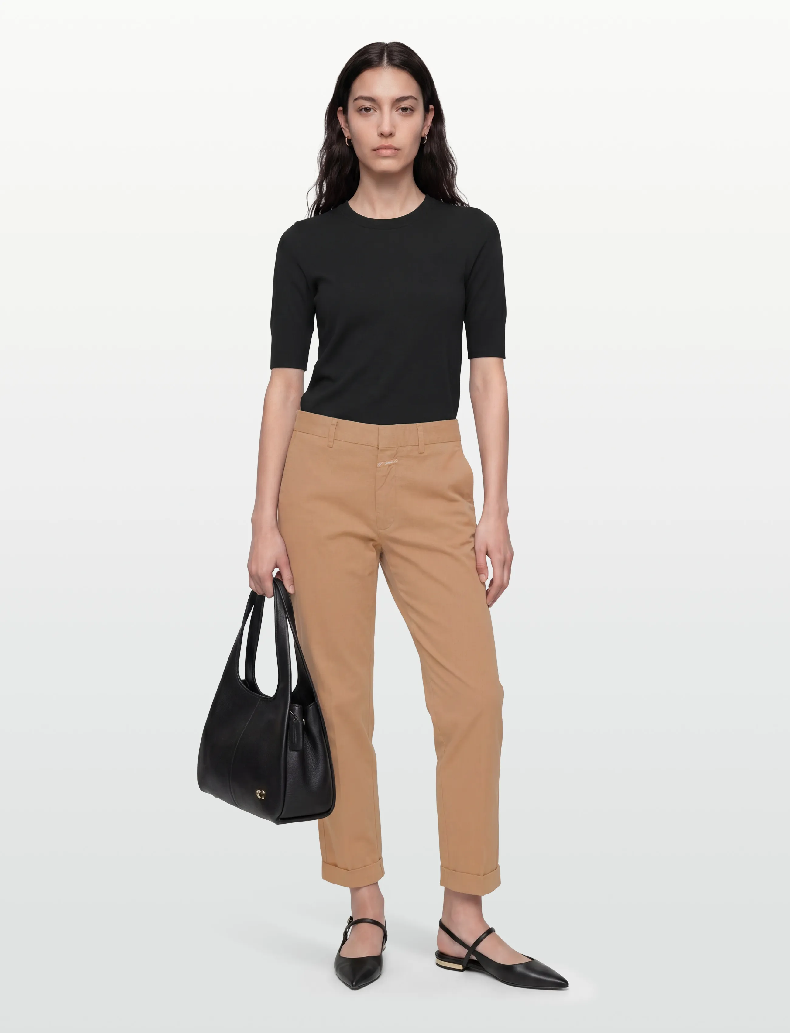 Closed Auckley Pants, Kvinder, Cropped Bukser Med Opslag, Brun, Str: 28