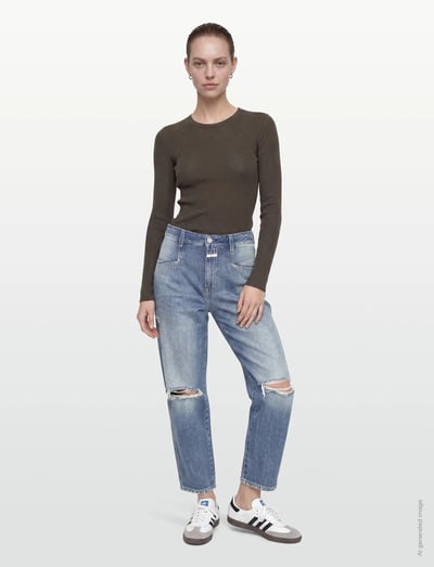 Closed STYLE NAME PEARL JEANS MID BLUE - Džinsa bikses ar platām starām - MID BLUE / blue