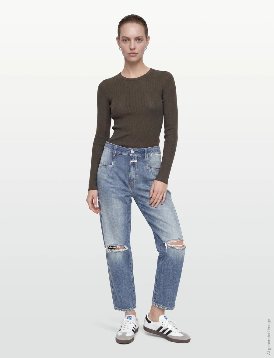 Closed - STYLE NAME PEARL JEANS MID BLUE - hosen mit weitem bein - mid blue - 0