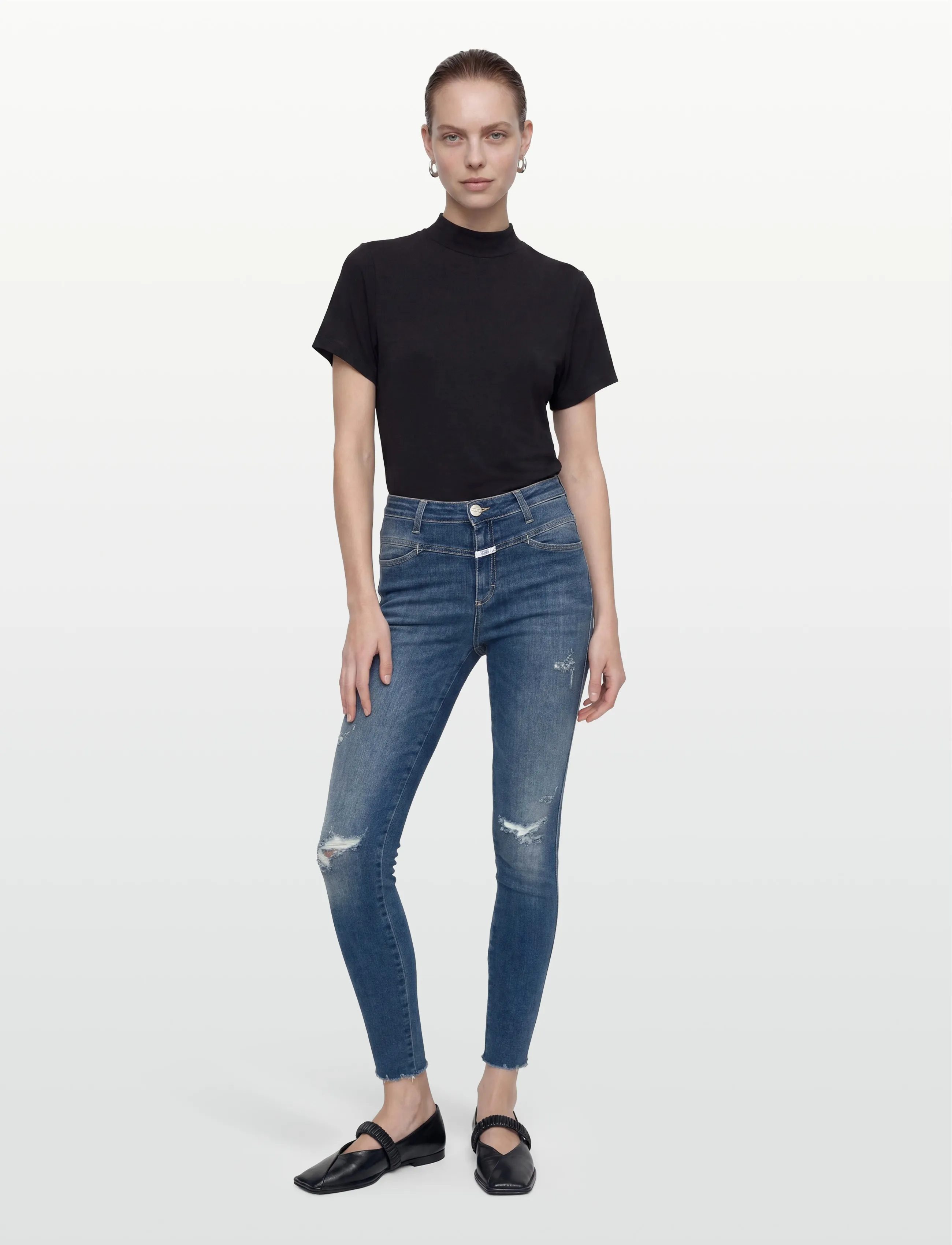 Closed SKINNY PUSHER LONG JEANS MID BLUE - Slim jeans - MID BLUE / blue