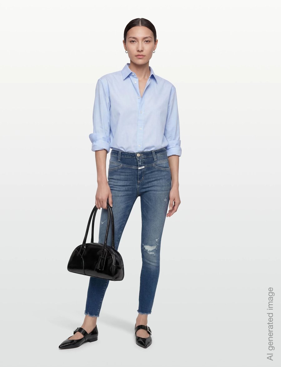 Closed - SKINNY PUSHER JEANS MID BLUE - džinsa bikses - mid blue - 0