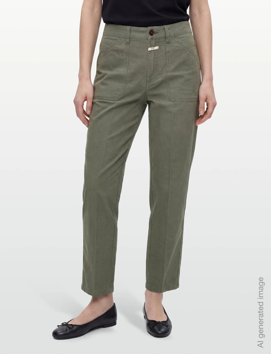Closed - CLOSED WOMEN ABE PANTS OLIVE GREEN - chino-püksid - olive green - 3