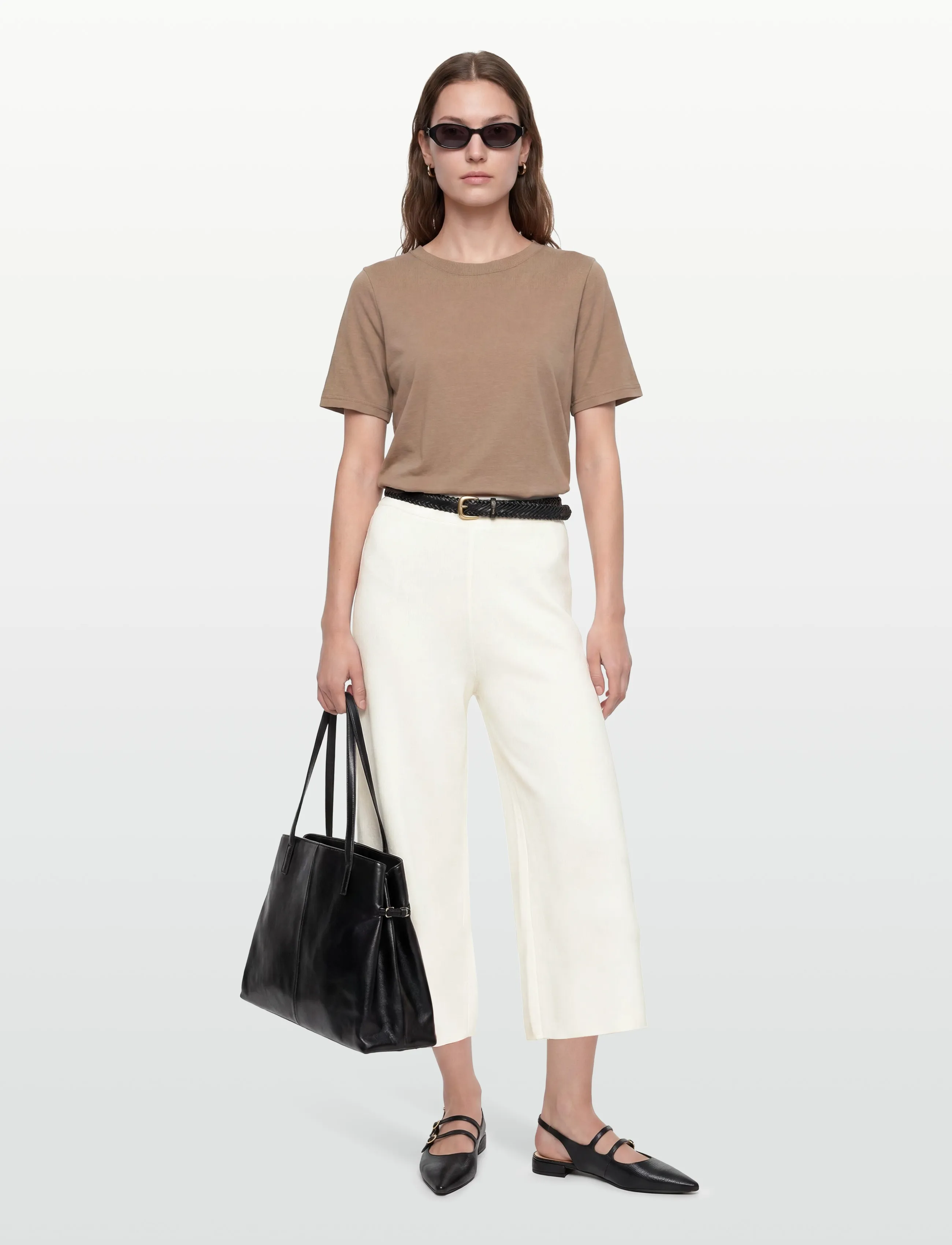 Closed Knitted Culottes Nederdele Ivory, M, Cream, Bukser > Culottes, Dame