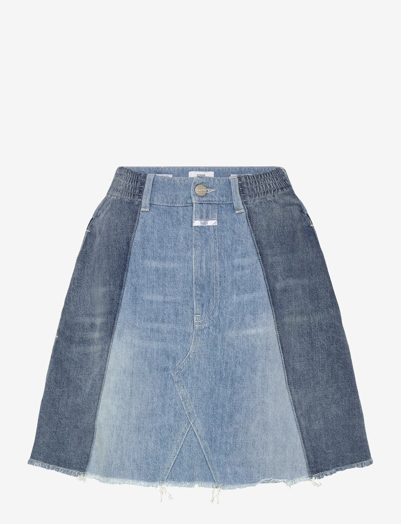 Closed - WOMEN DENIM PATCHWORK SKIRT MID BLUE - denim skirts - mid blue - 0