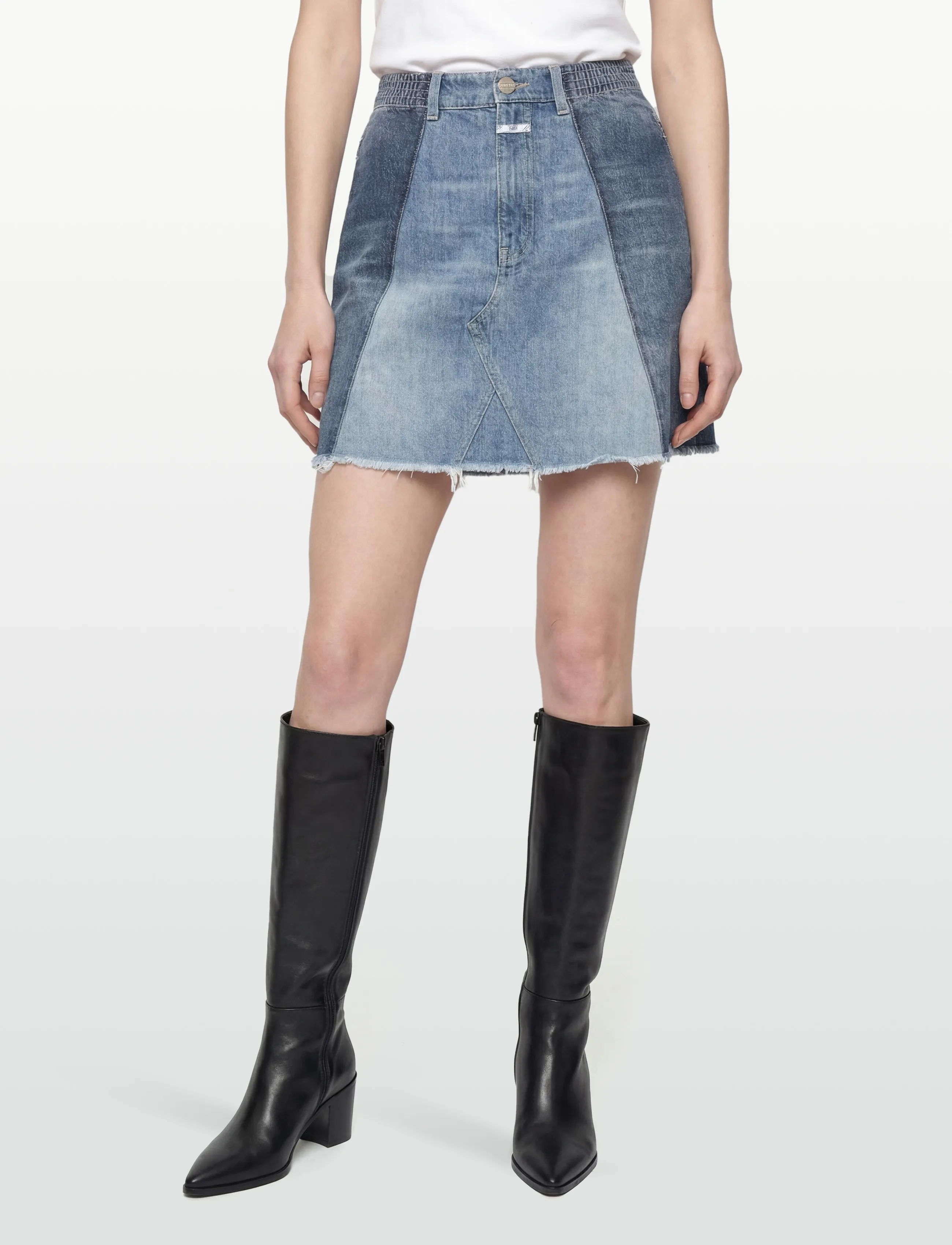 Closed - WOMEN DENIM PATCHWORK SKIRT MID BLUE - teksaseelikud - mid blue - 3