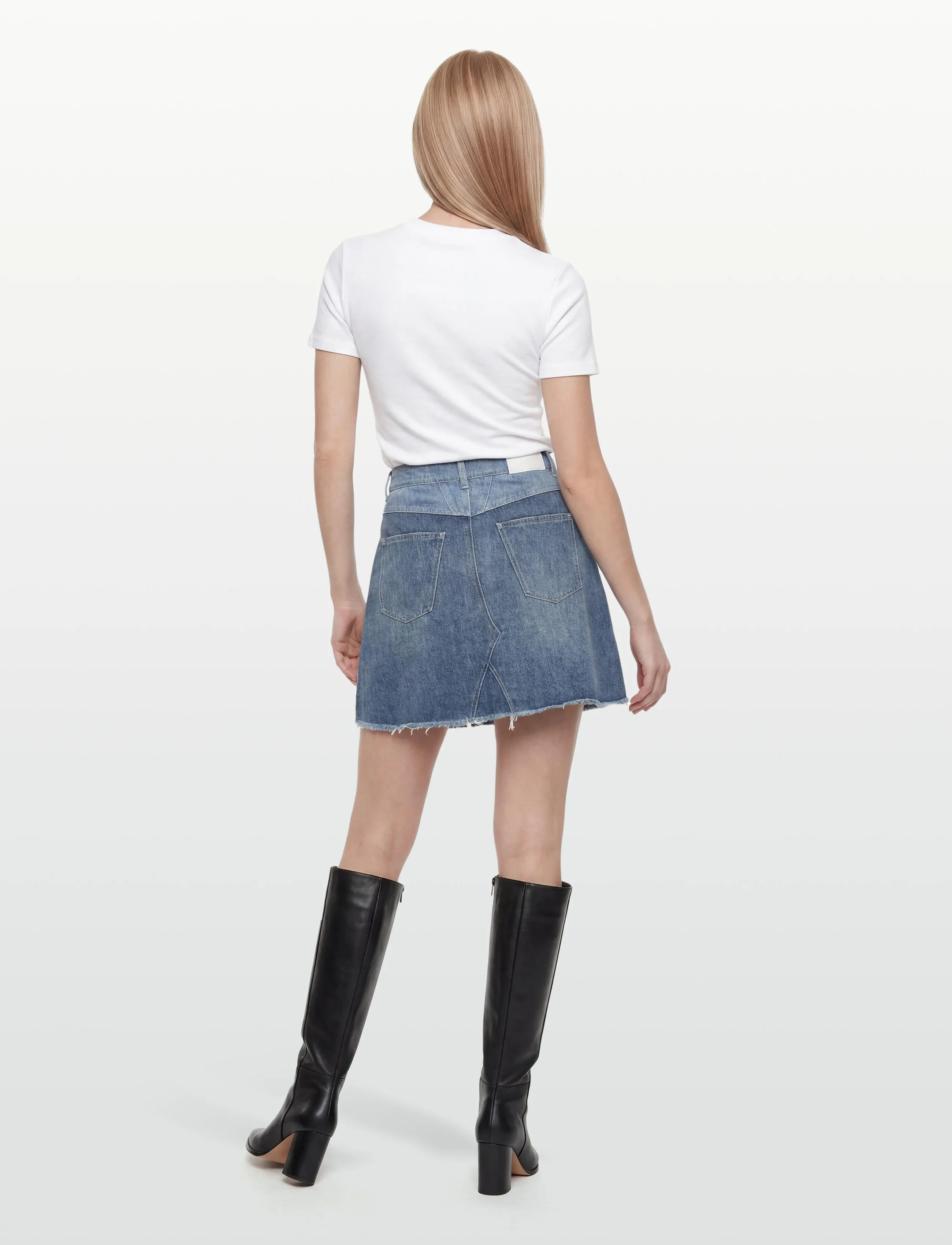 Closed - WOMEN DENIM PATCHWORK SKIRT MID BLUE - teksaseelikud - mid blue - 4