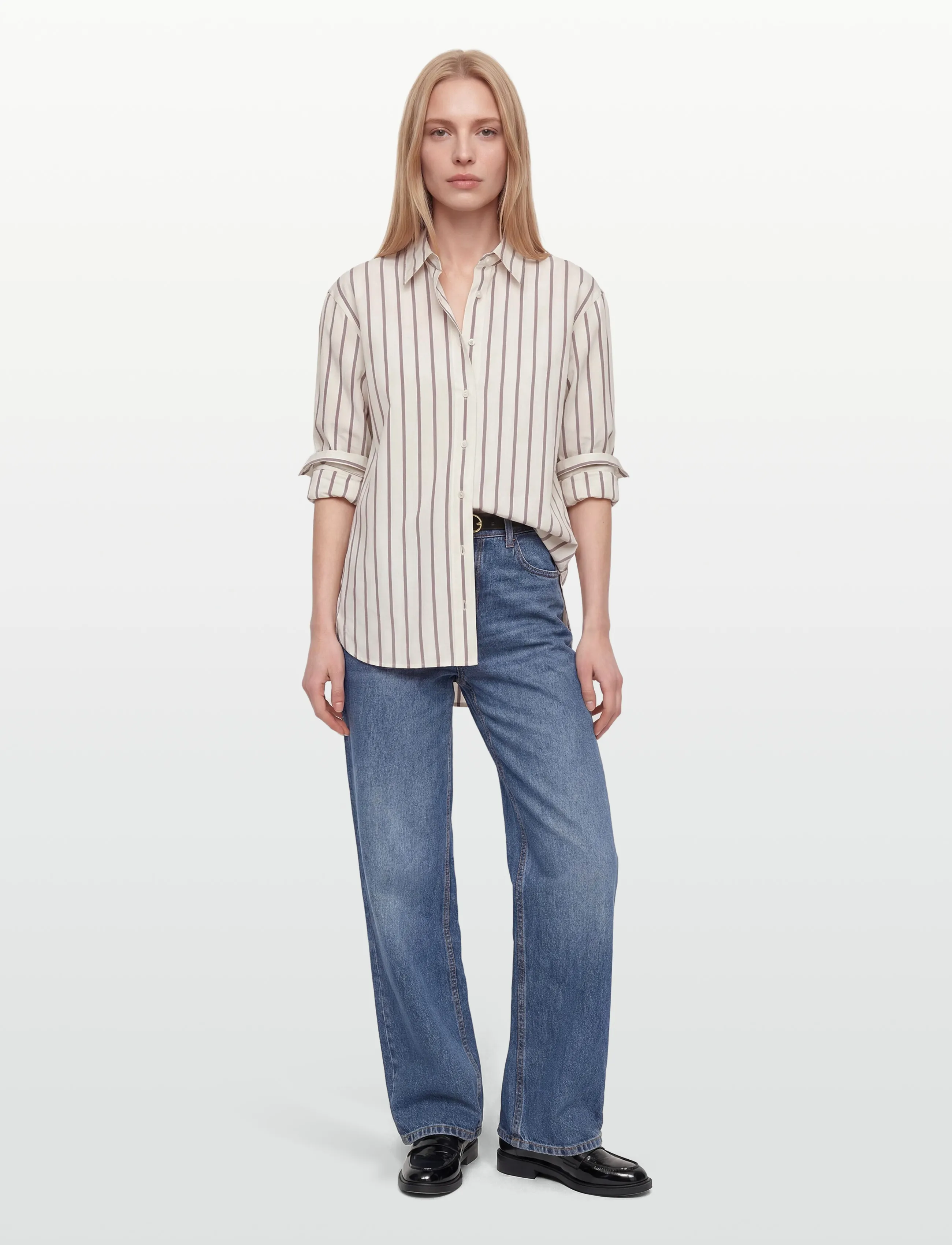 Closed Shirt High Cuff Mulberry, L, Cream, Skjorter > Langærmede, Dame