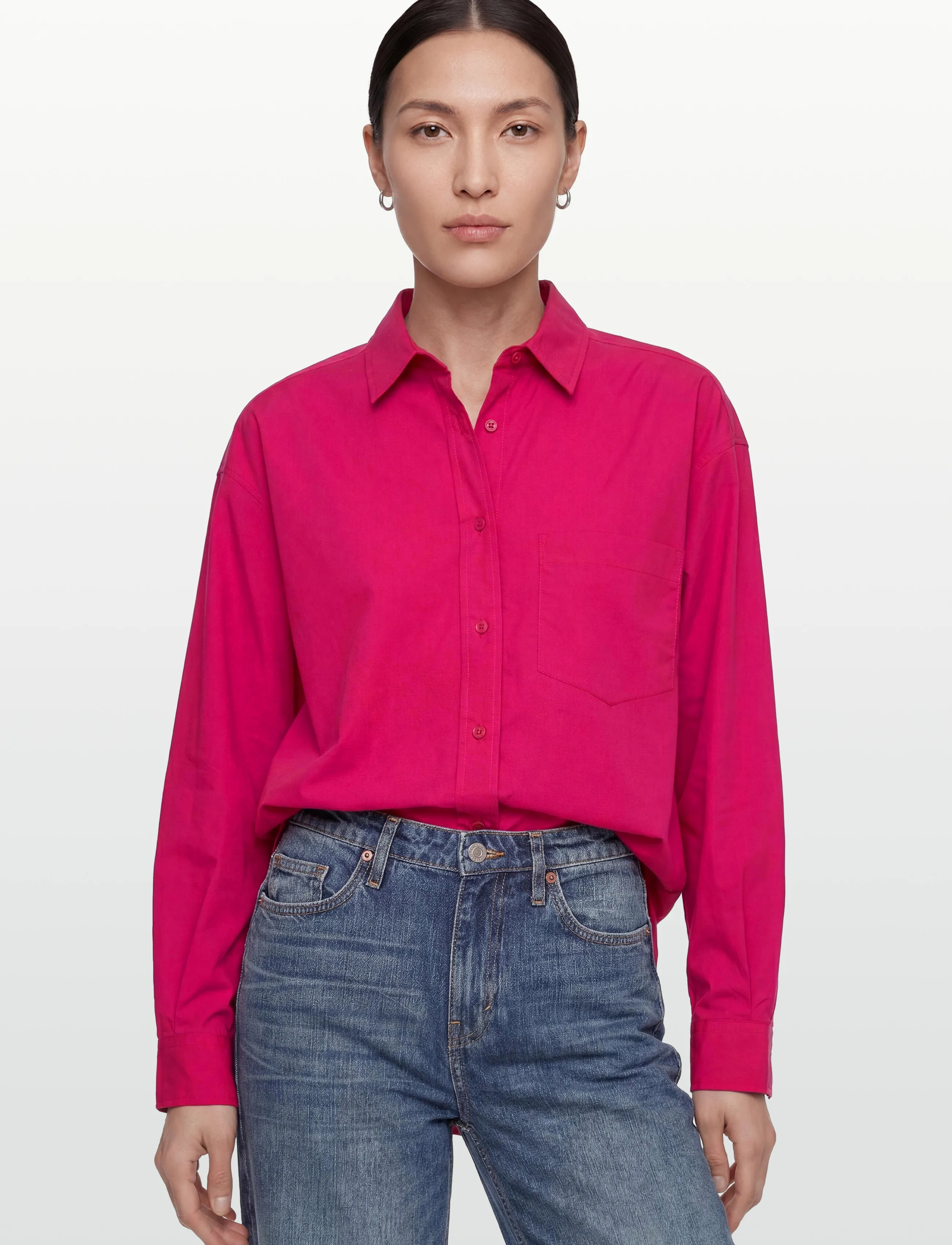 Closed - CLOSED WOMEN BASIC SHIRT RASPERRY PINK - jeansskjortor - rasperry pink - 3