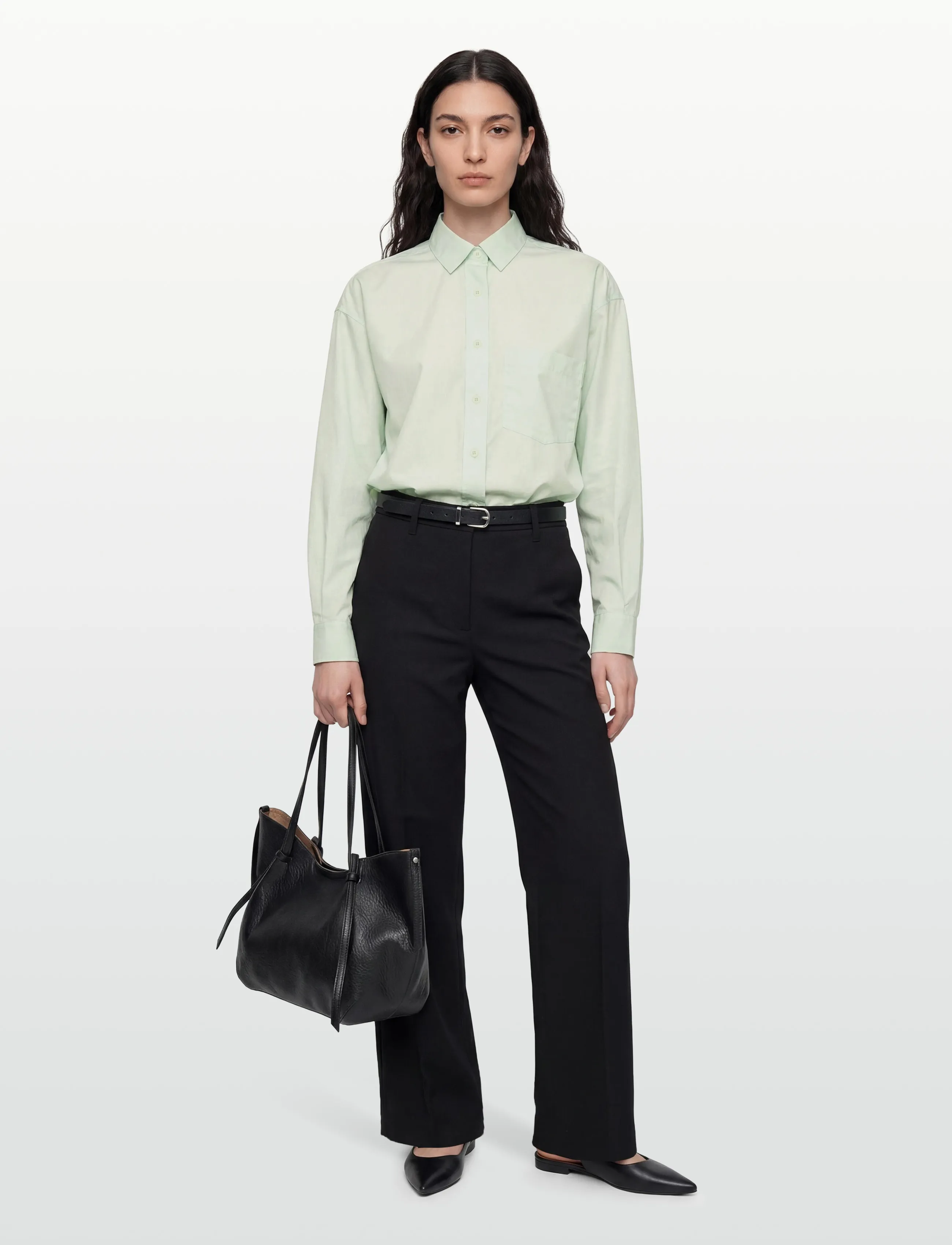 Closed Basic Shirt Shirts & Blouses Fresh Mint, M, Green, Skjorter > Langærmede, Dame