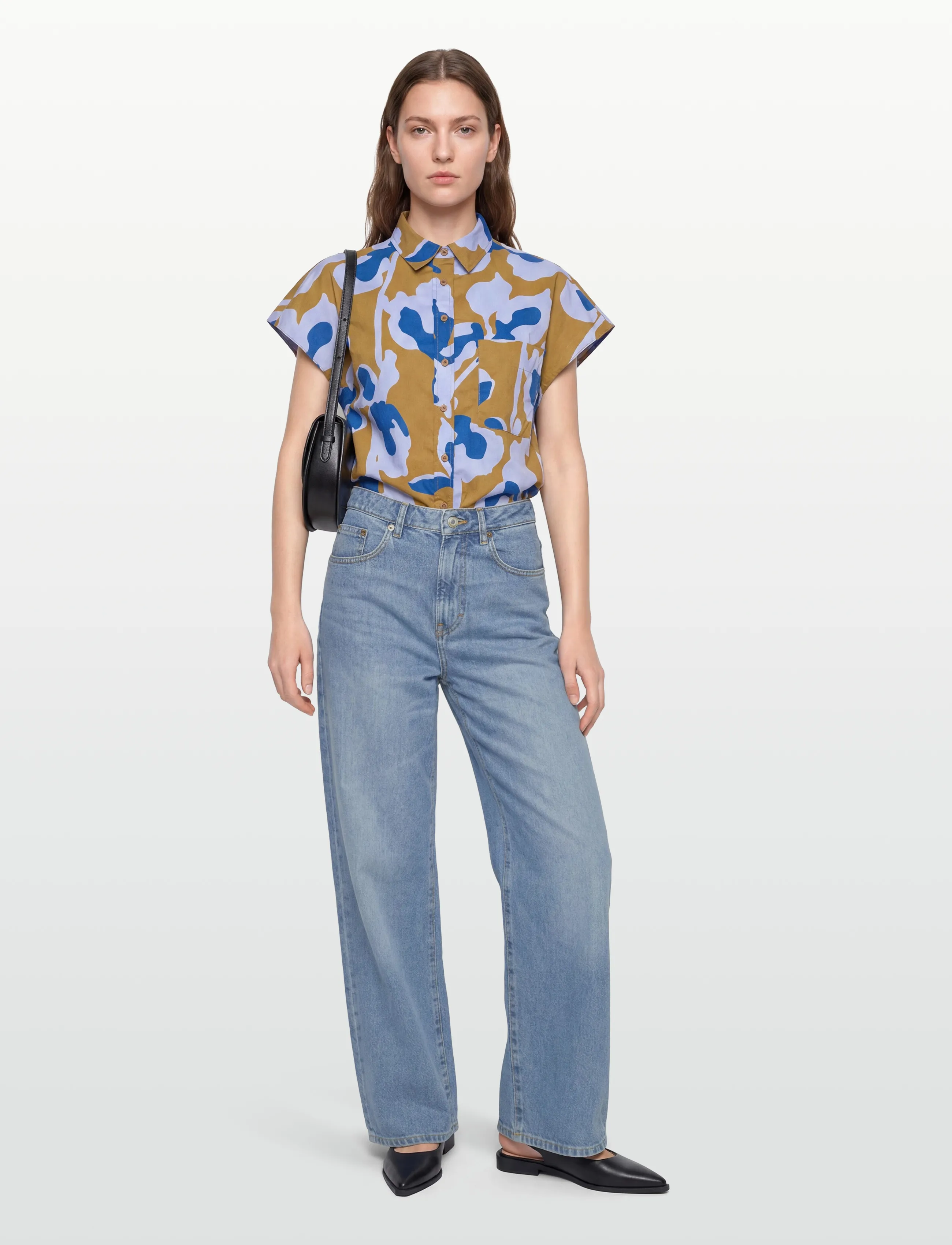 Closed Short Sleeve Shirts & Blouses Oceanic Blue, XXS, Multi/patterned, Skjorter > Kortærmede, Dame