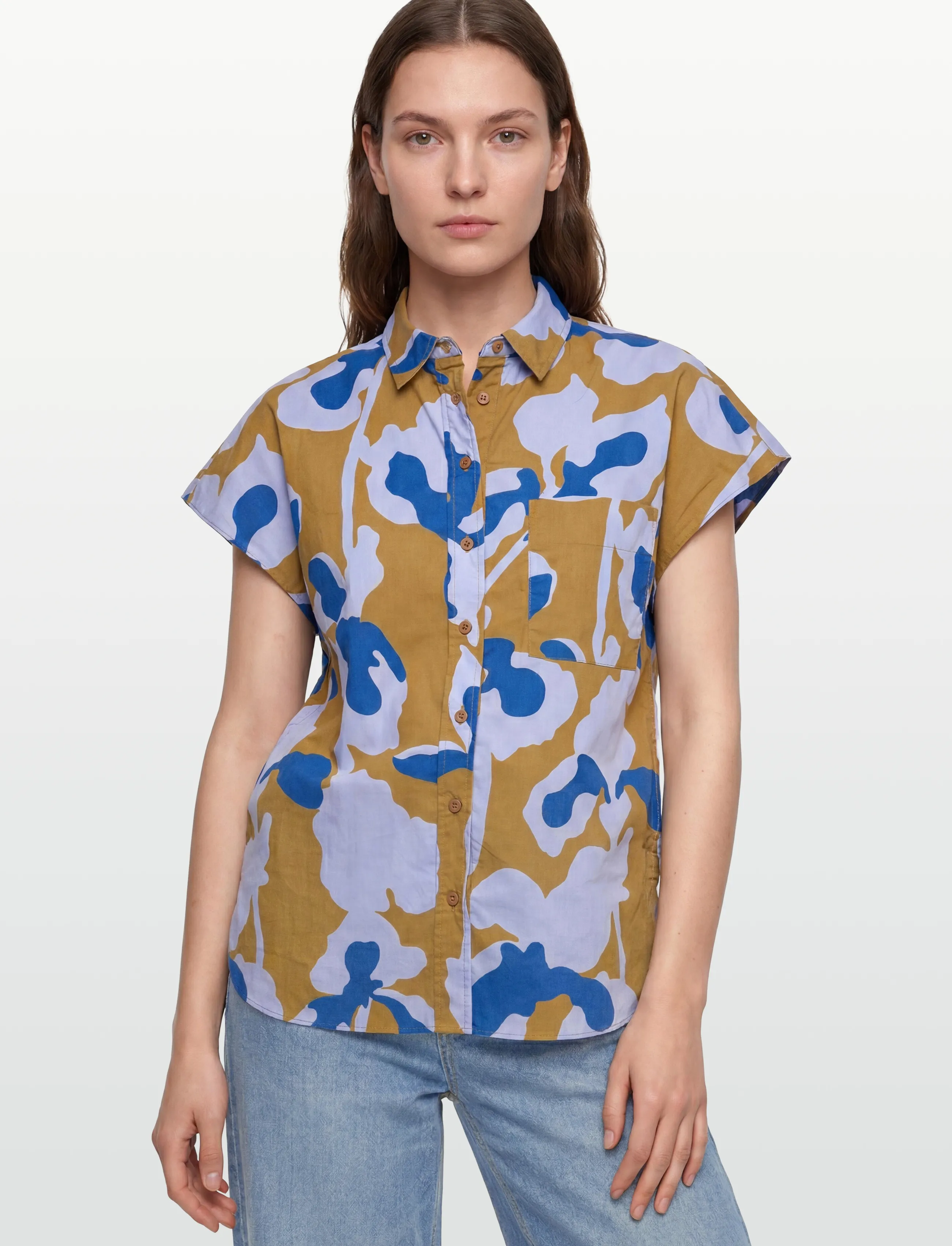Closed Short Sleeve Shirts & Blouses Oceanic Blue skjortor dam – bild 2