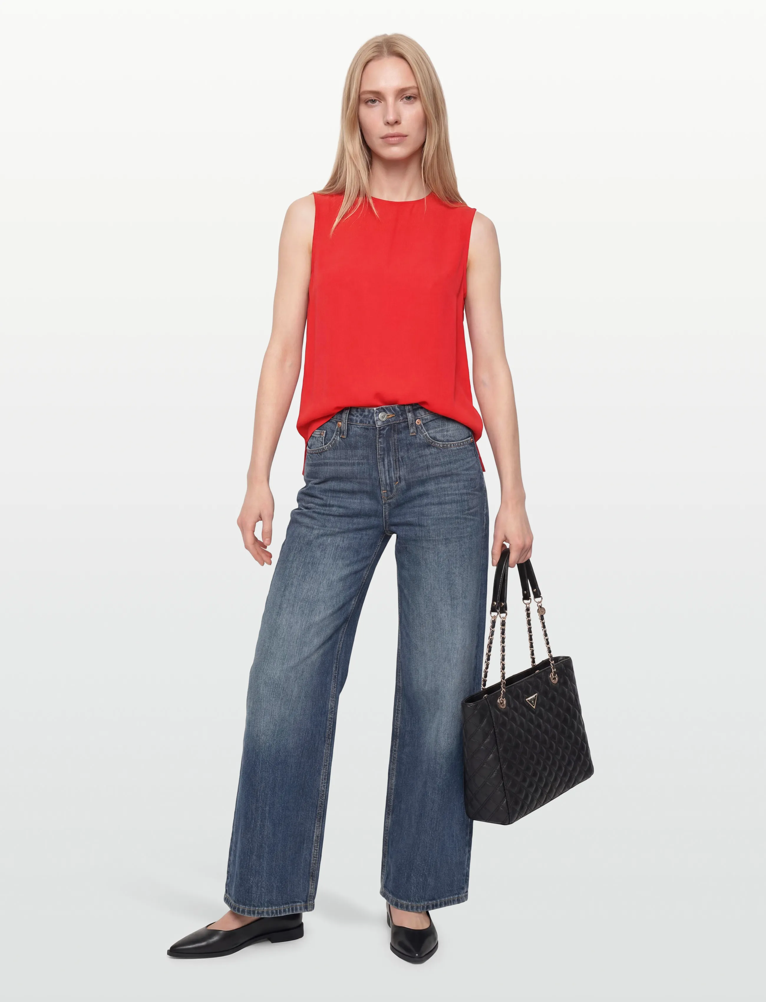 Closed Slit Top Shirts & Blouses Fiery Red, XL, Blouses, Rot - Sleeveless, Frauen