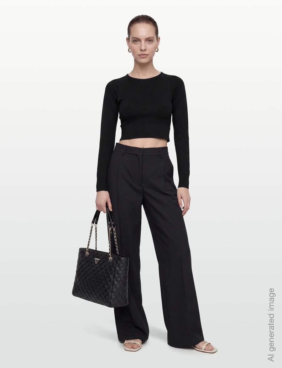 Closed - WOMEN CROPPED RAGLAN LONGSLEEVE T-SHIRTS BLACK - crop-tops - black - 0