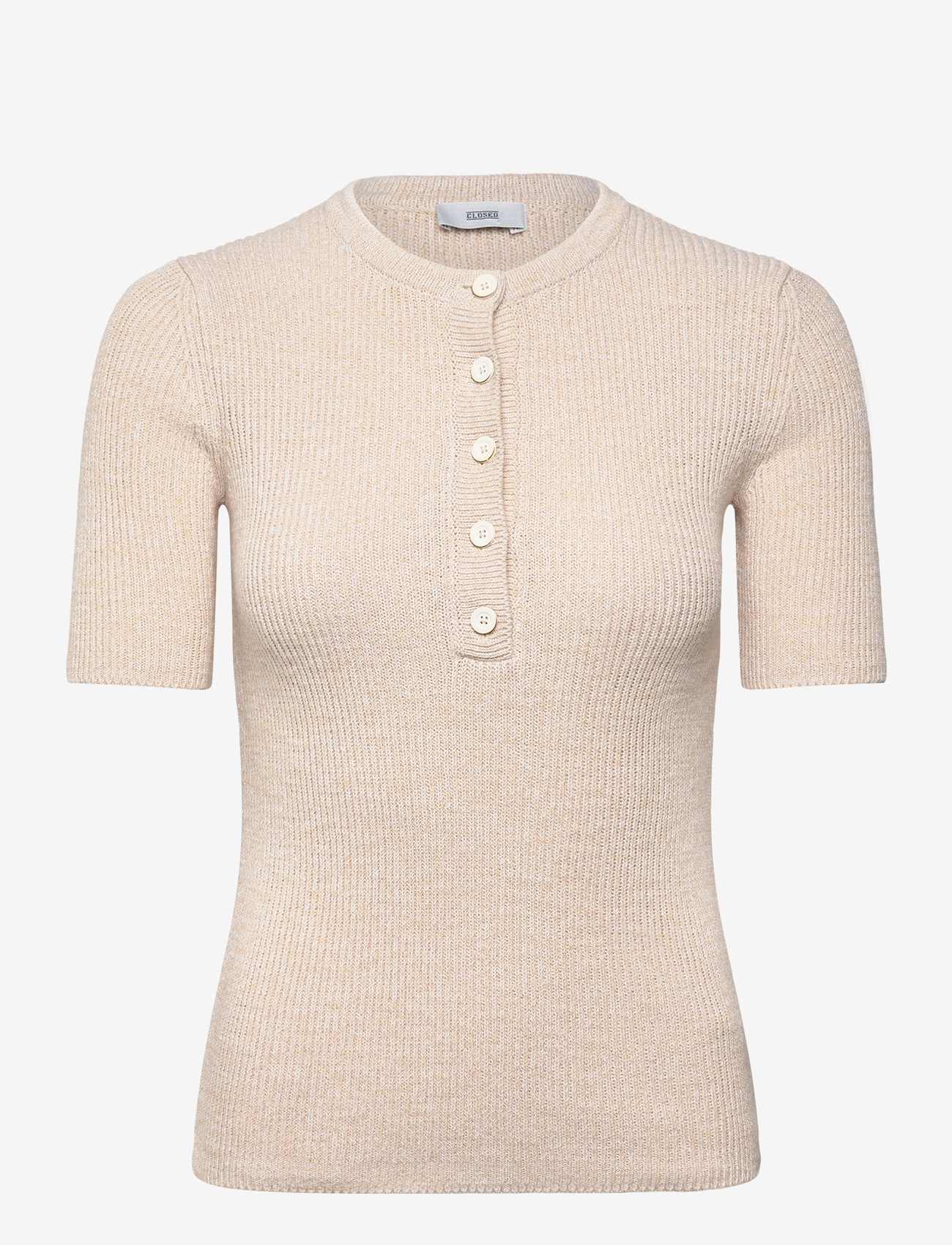 Closed - WOMEN HENLEY SHORT SLEEVE KNITS WHITE - tröjor - white - 1