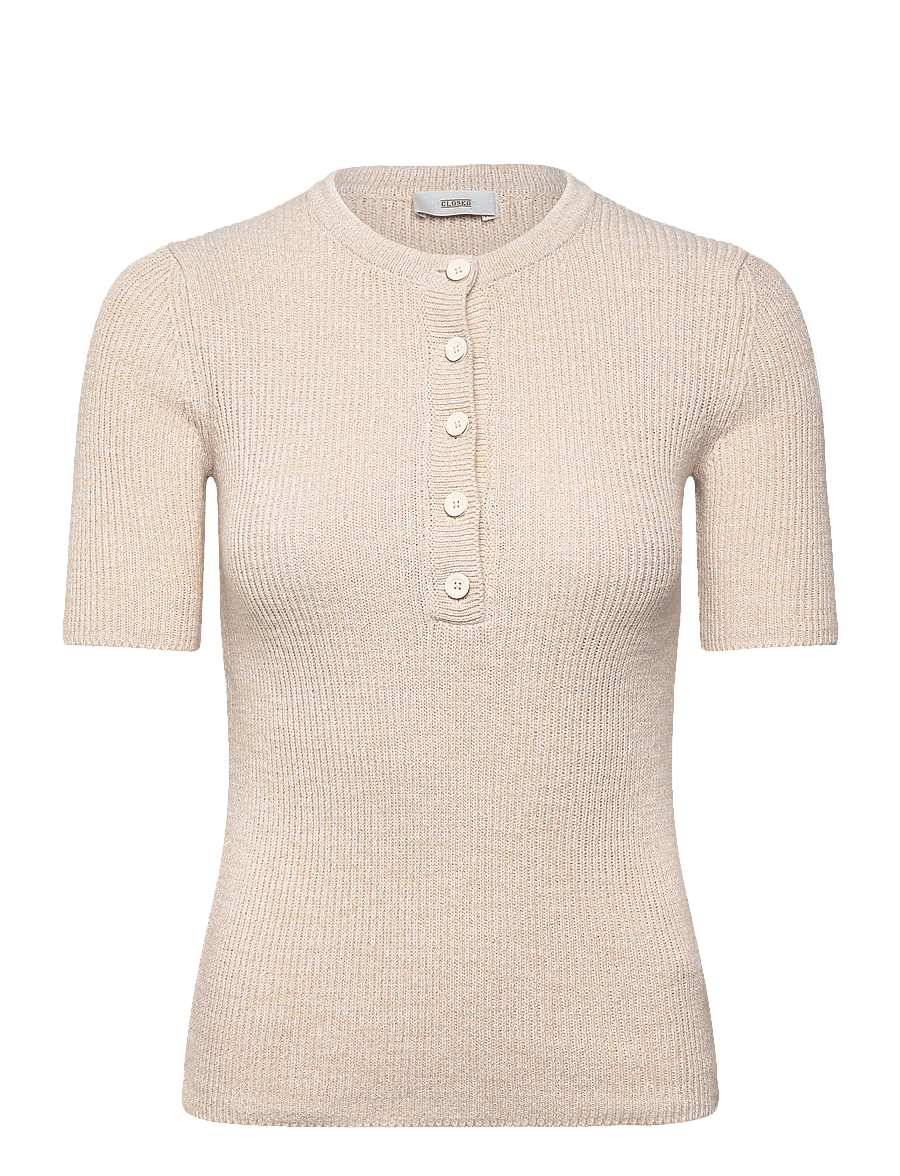 Closed - WOMEN HENLEY SHORT SLEEVE KNITS WHITE - neulepuserot - white - 1