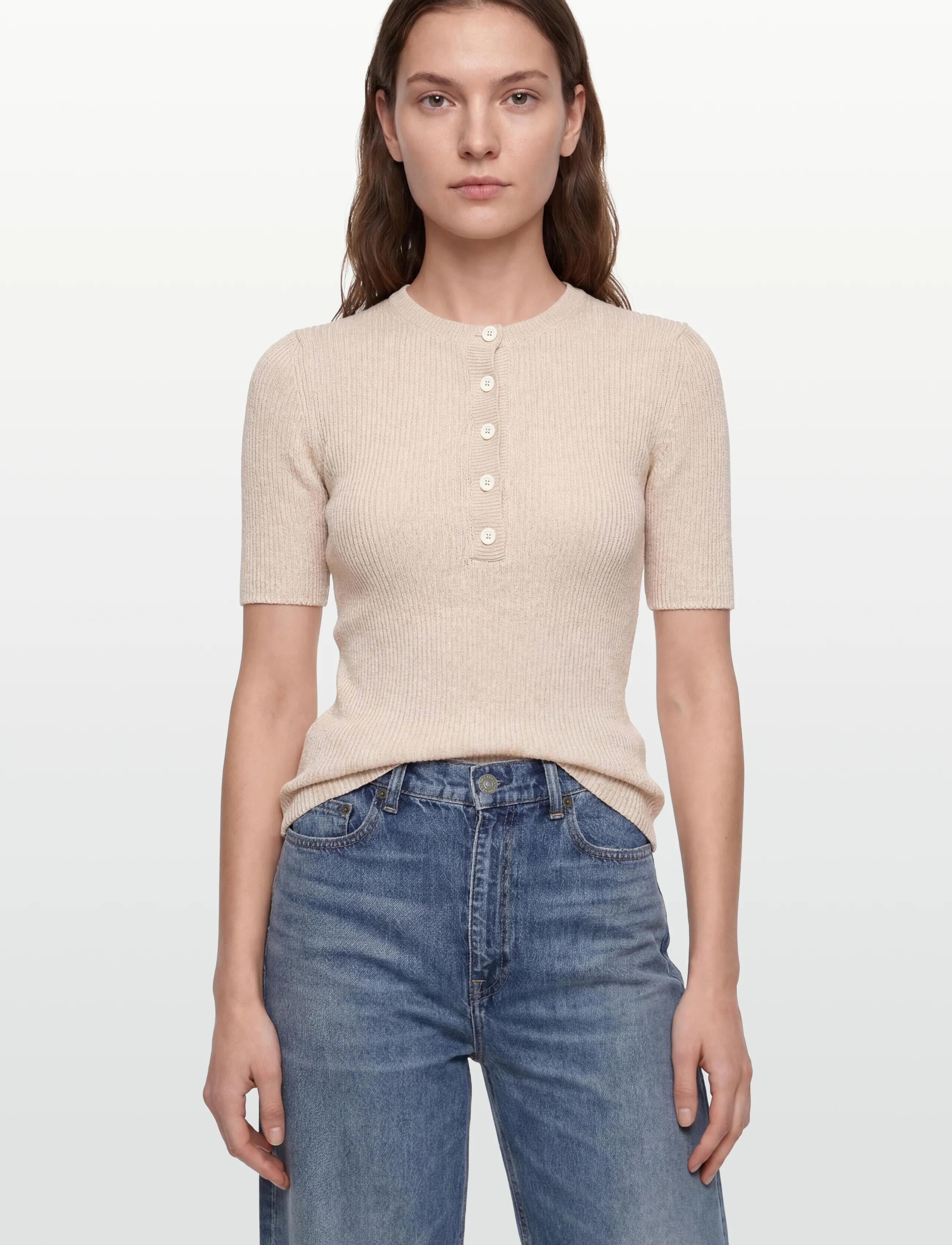 Closed Women Henley Short Sleeve Knits White toppar – bild 2