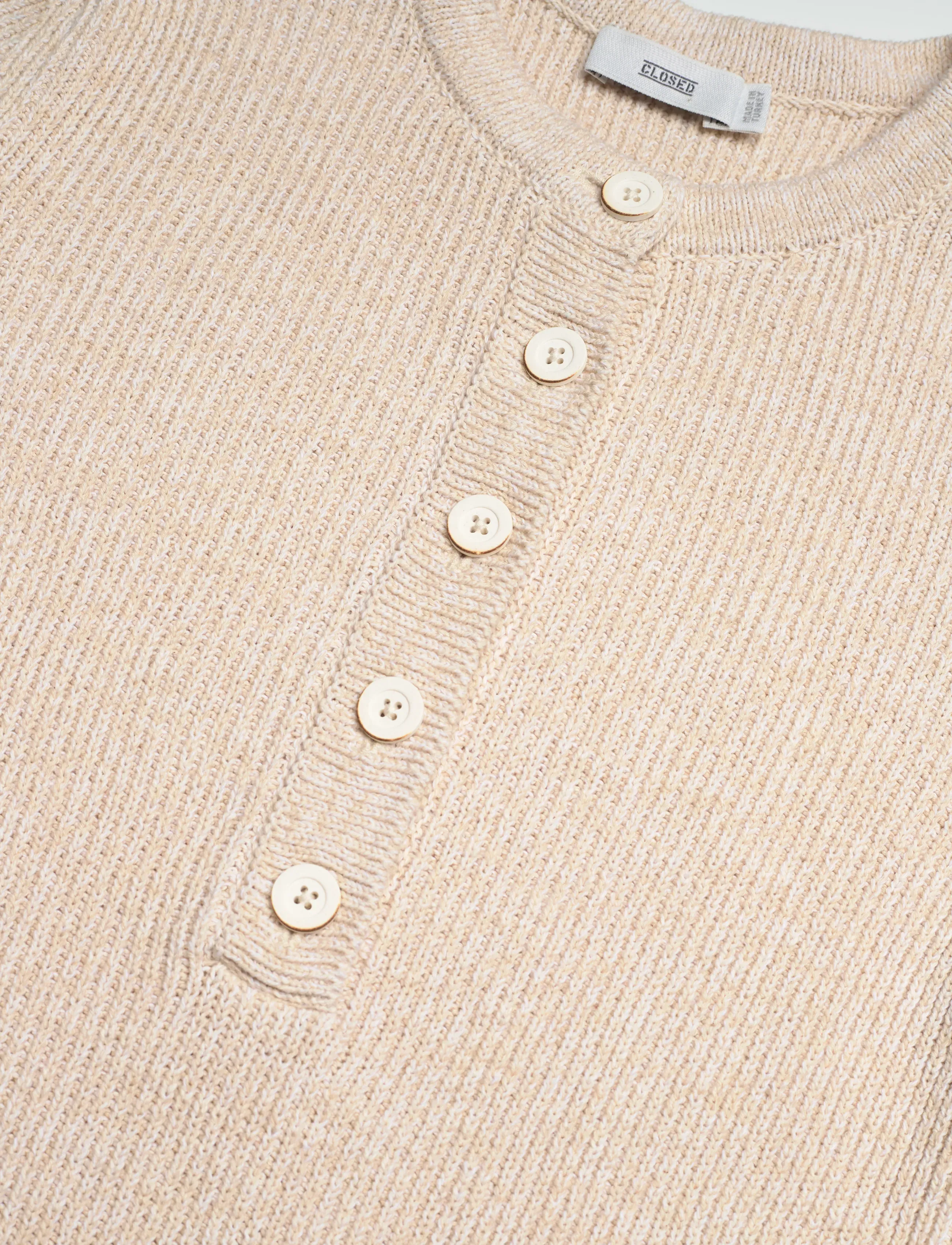 Closed - WOMEN HENLEY SHORT SLEEVE KNITS WHITE - neulepuserot - white - 5