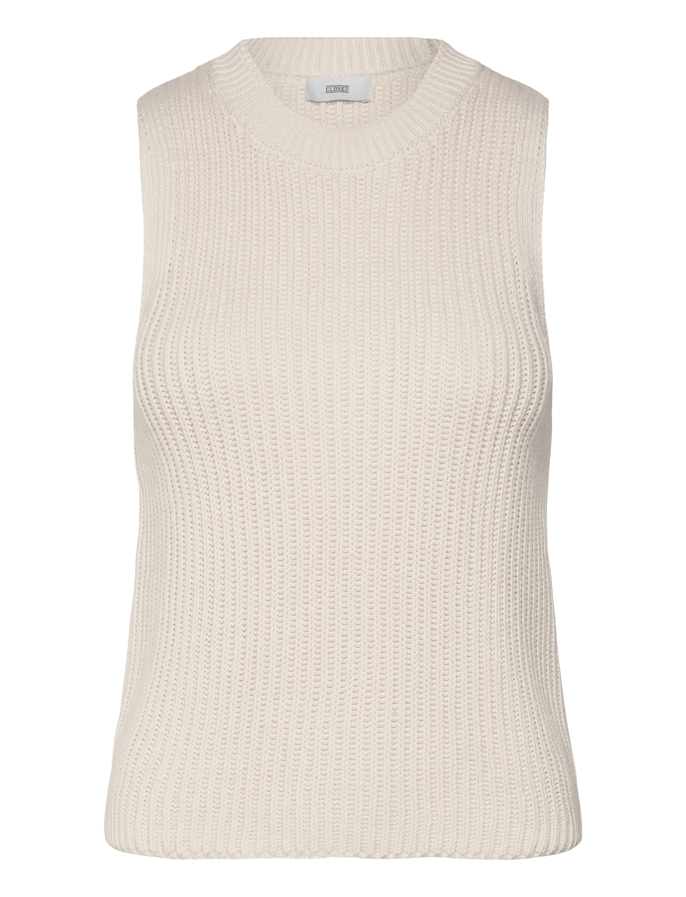Closed WOMEN CREW NECK RACER TOP KNITS ECRU - Officewear - ECRU / cream