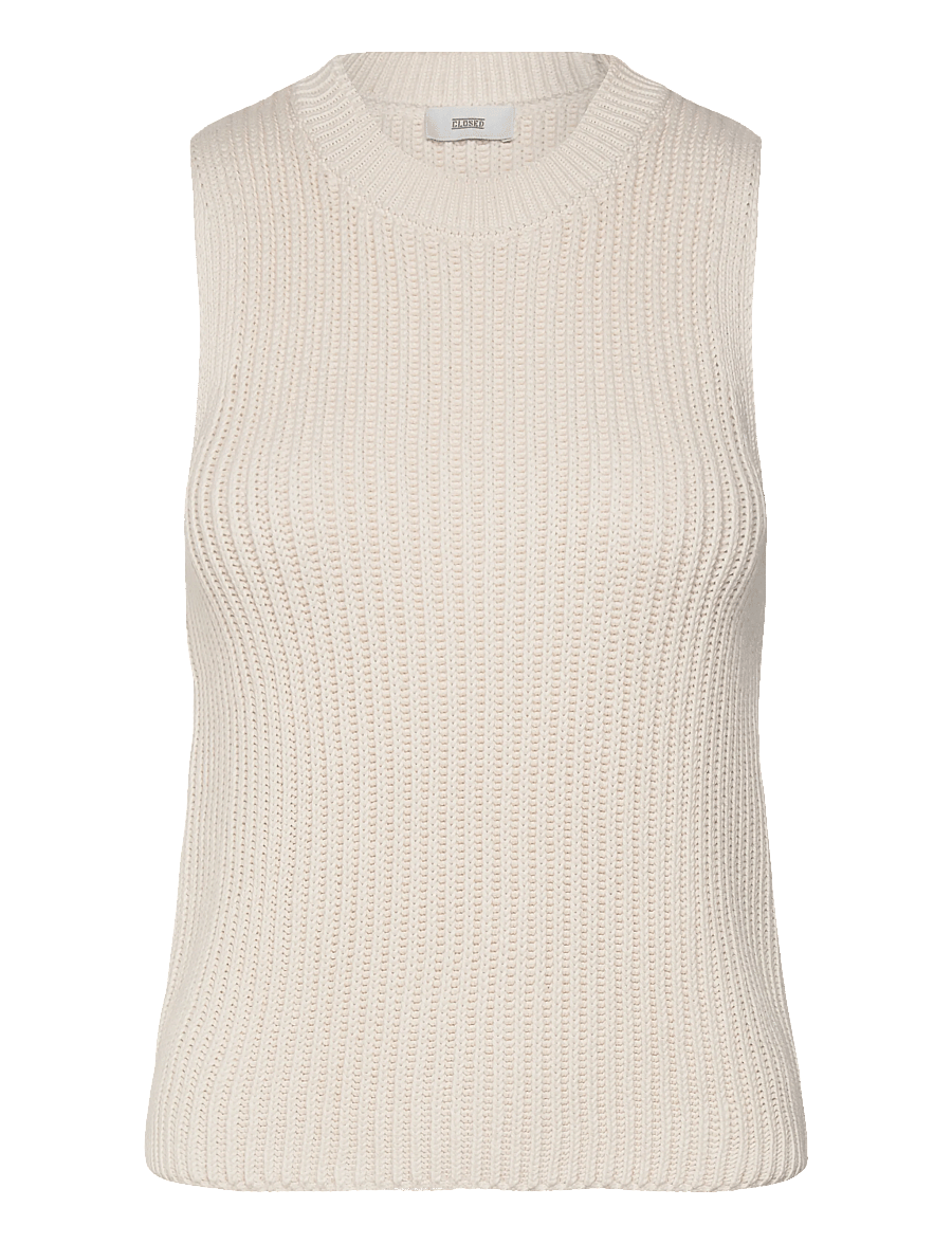 Closed - WOMEN CREW NECK RACER TOP KNITS ECRU - hihattomat topit - ecru - 1