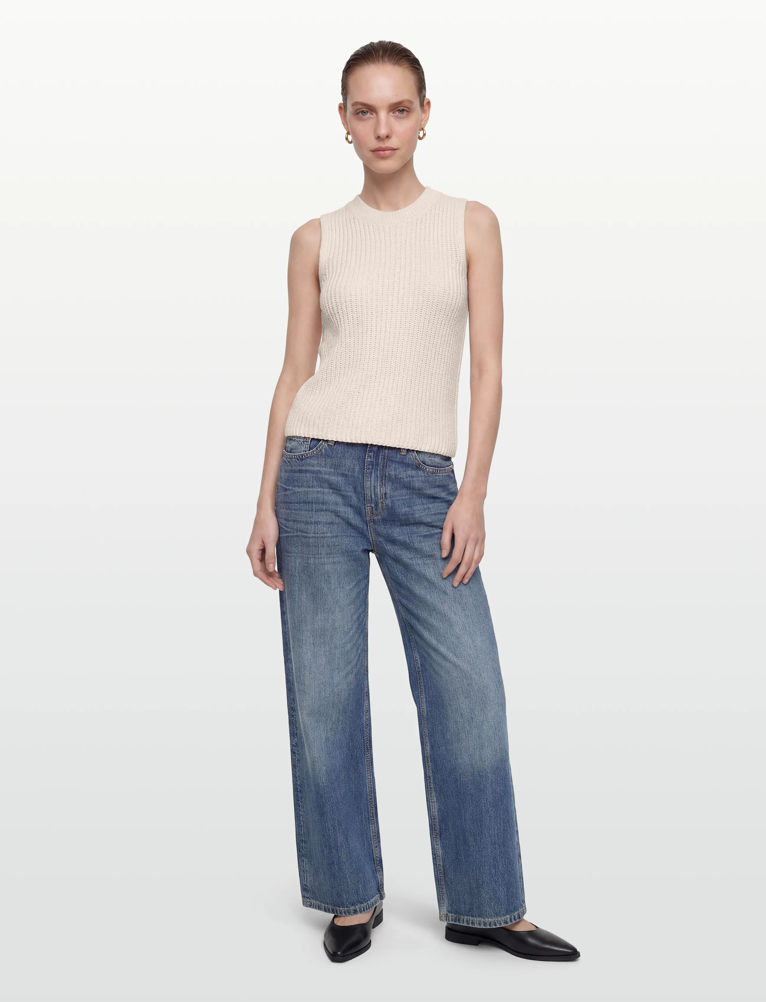 Closed Women Crew Neck Racer Top Knits Ecru, XXS, Knitwear, Creme - Jumpers, Frauen